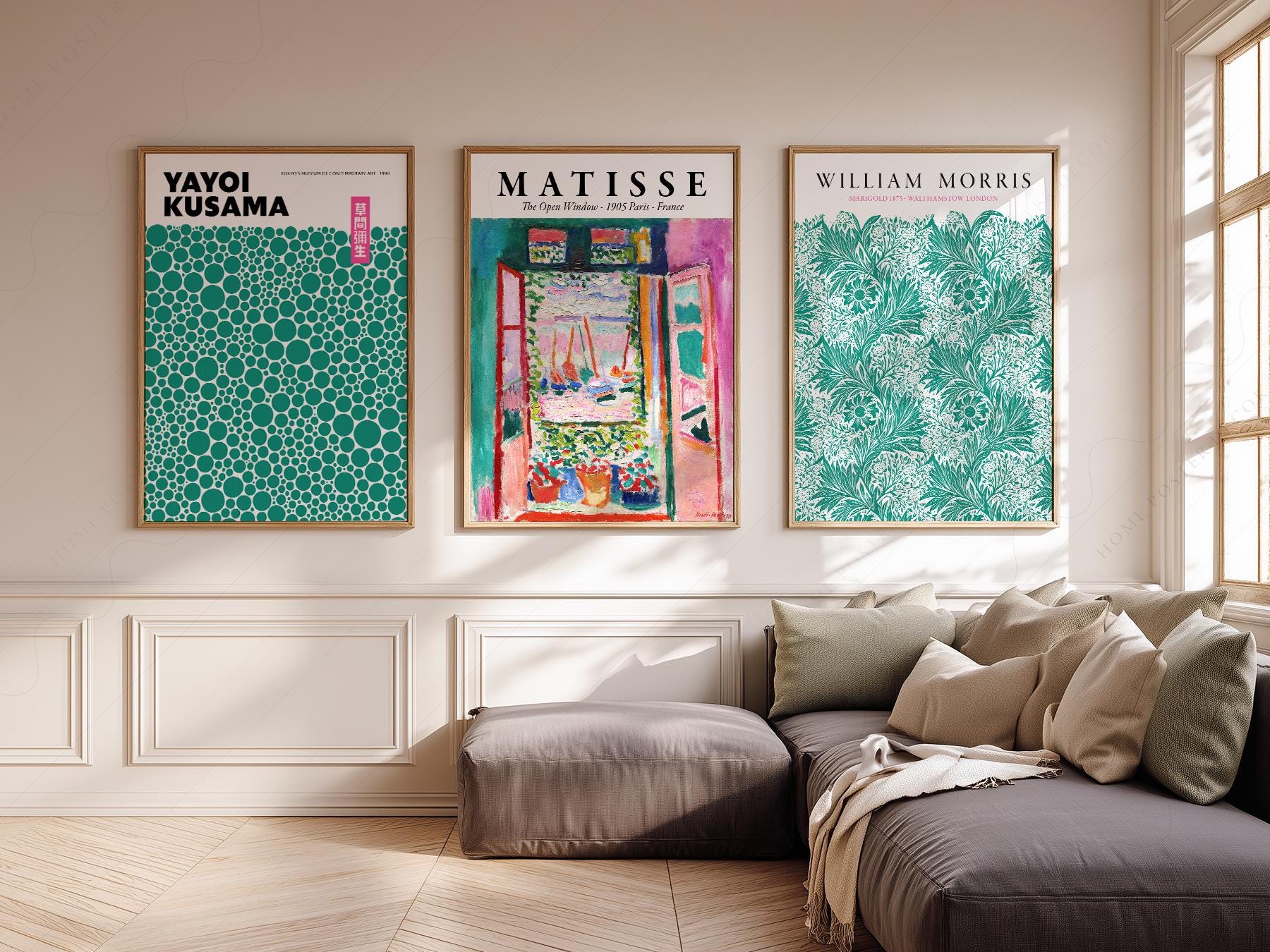 Modern Gallery Wall Set of 3 – Matisse Kusama Morris – high quality art print