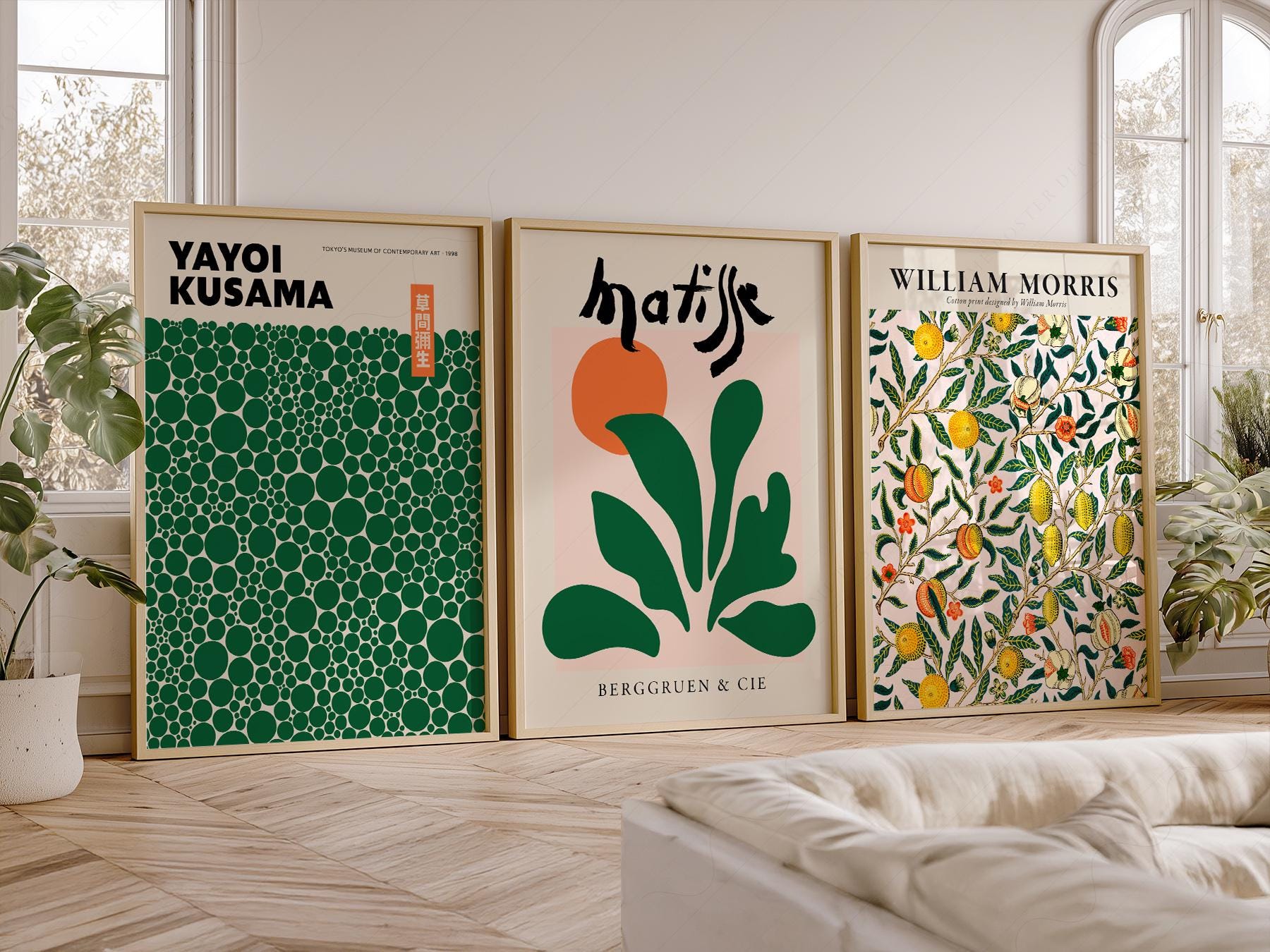Kusama Matisse William Morris Gallery Wall Set – Green – fine art print wall decor