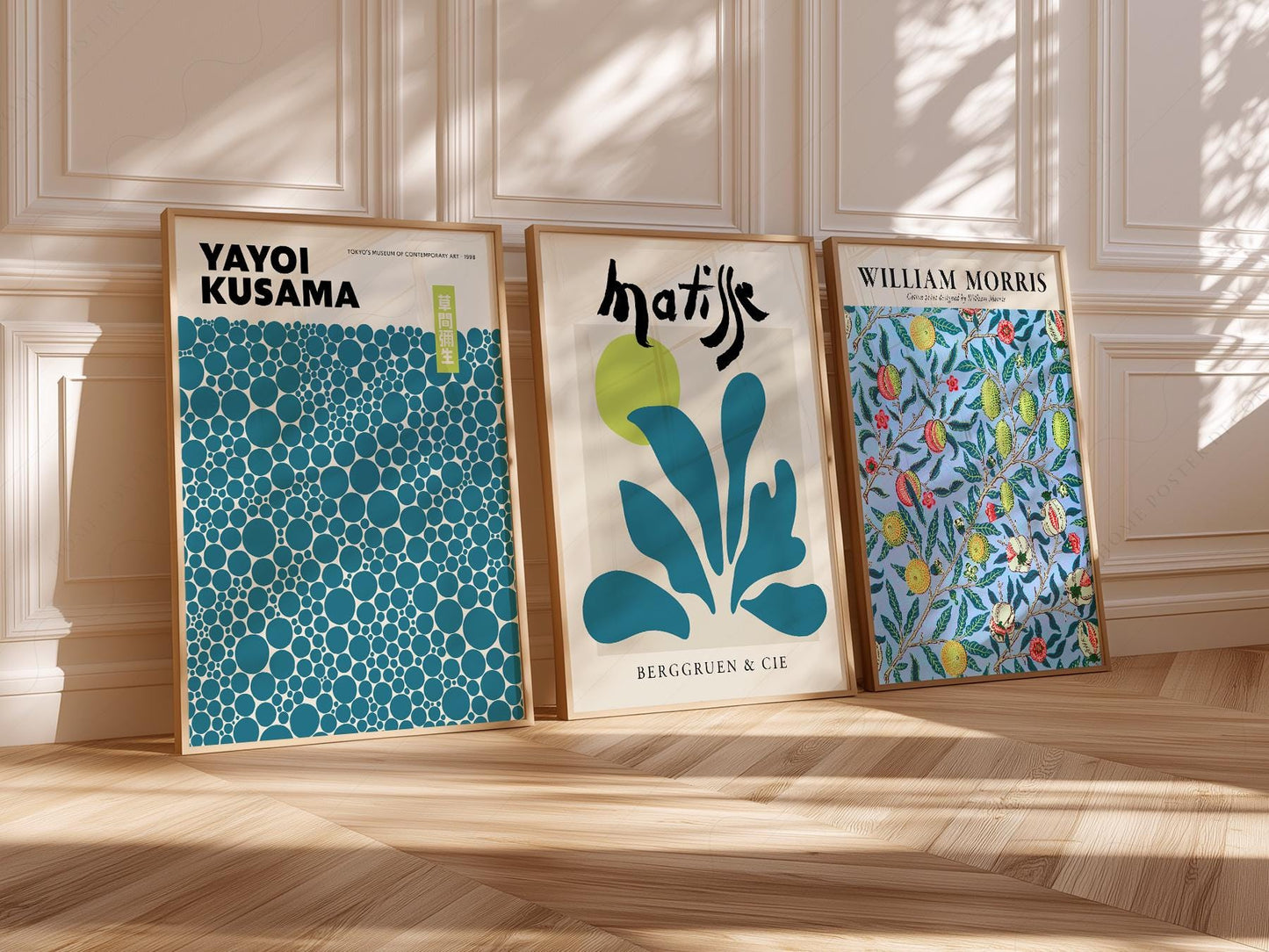 Kusama Matisse Morris Gallery Wall Set of 3 – Teal – art poster for living room
