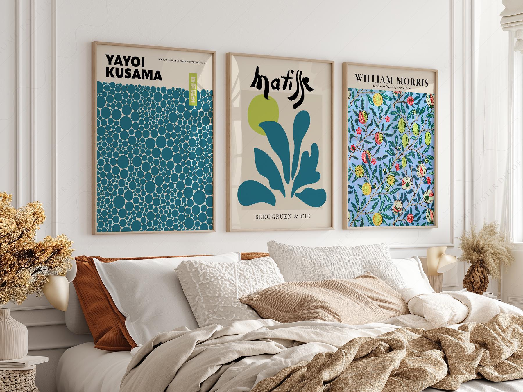 Kusama Matisse Morris Gallery Wall Set of 3 – Teal – fine art wall poster