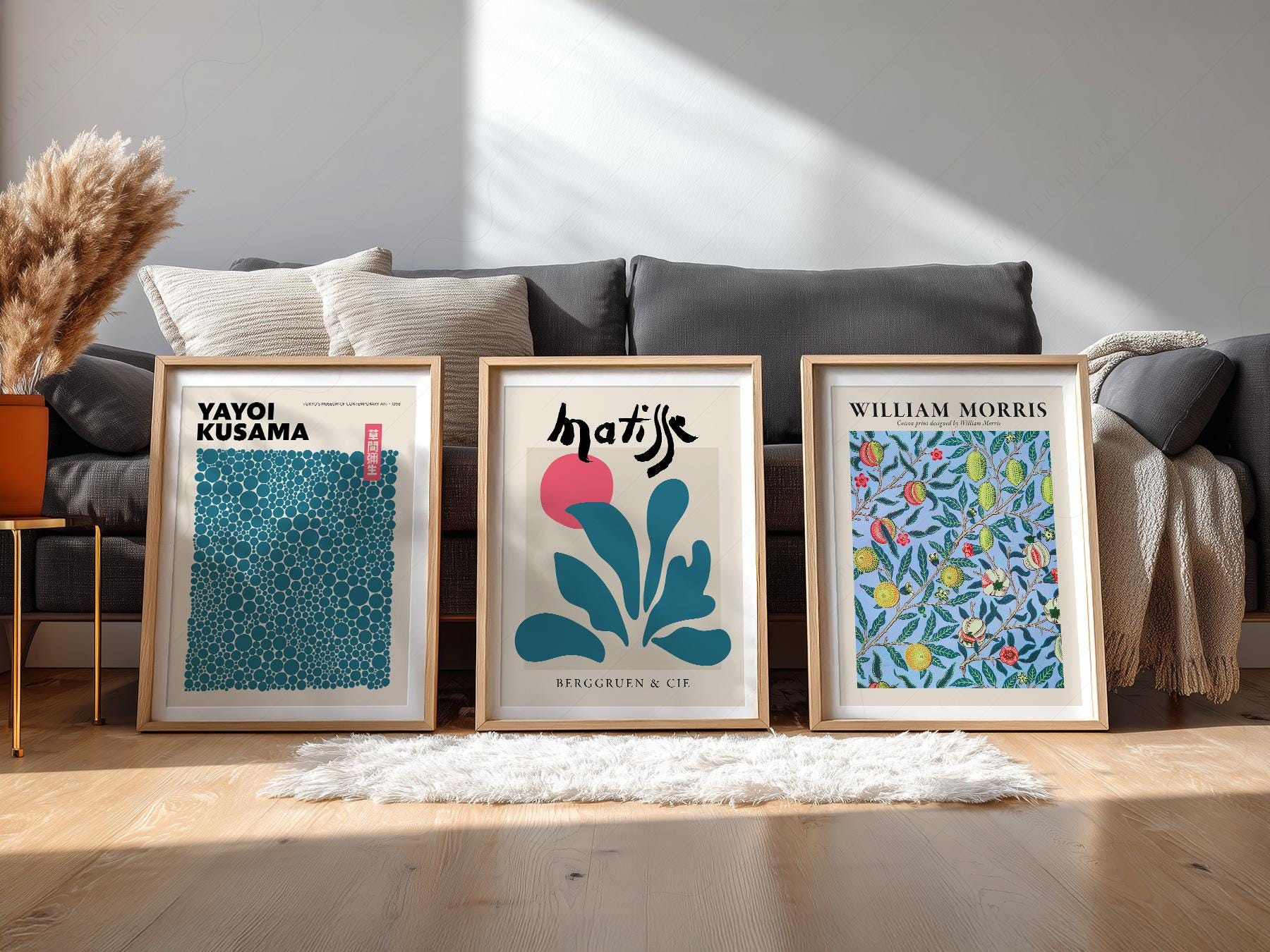 Kusama Matisse William Morris Set of 3 Prints – fine art print wall decor