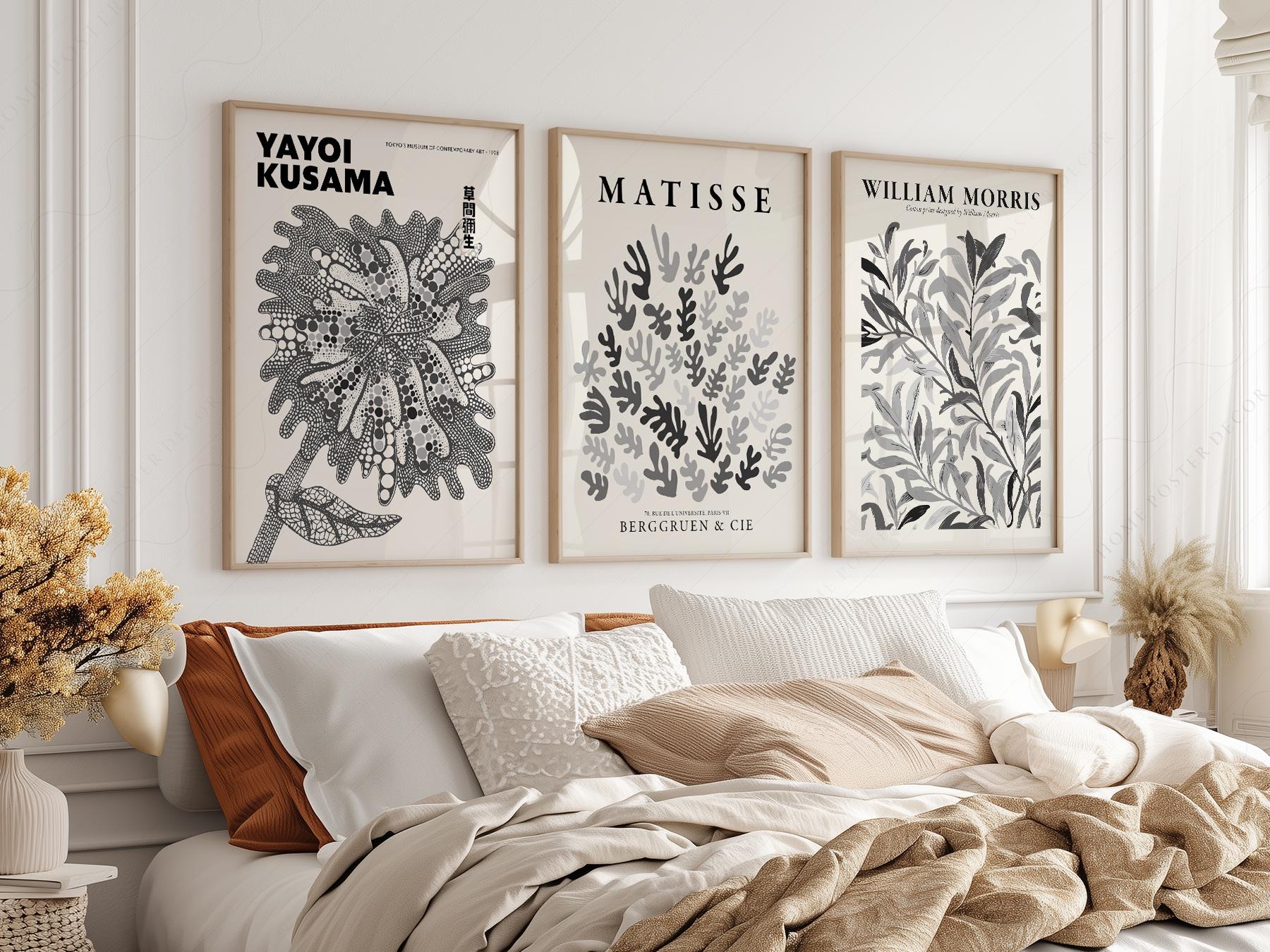 Matisse Kusama William Morris Set of 3 Prints – Black – gallery wall art poster
