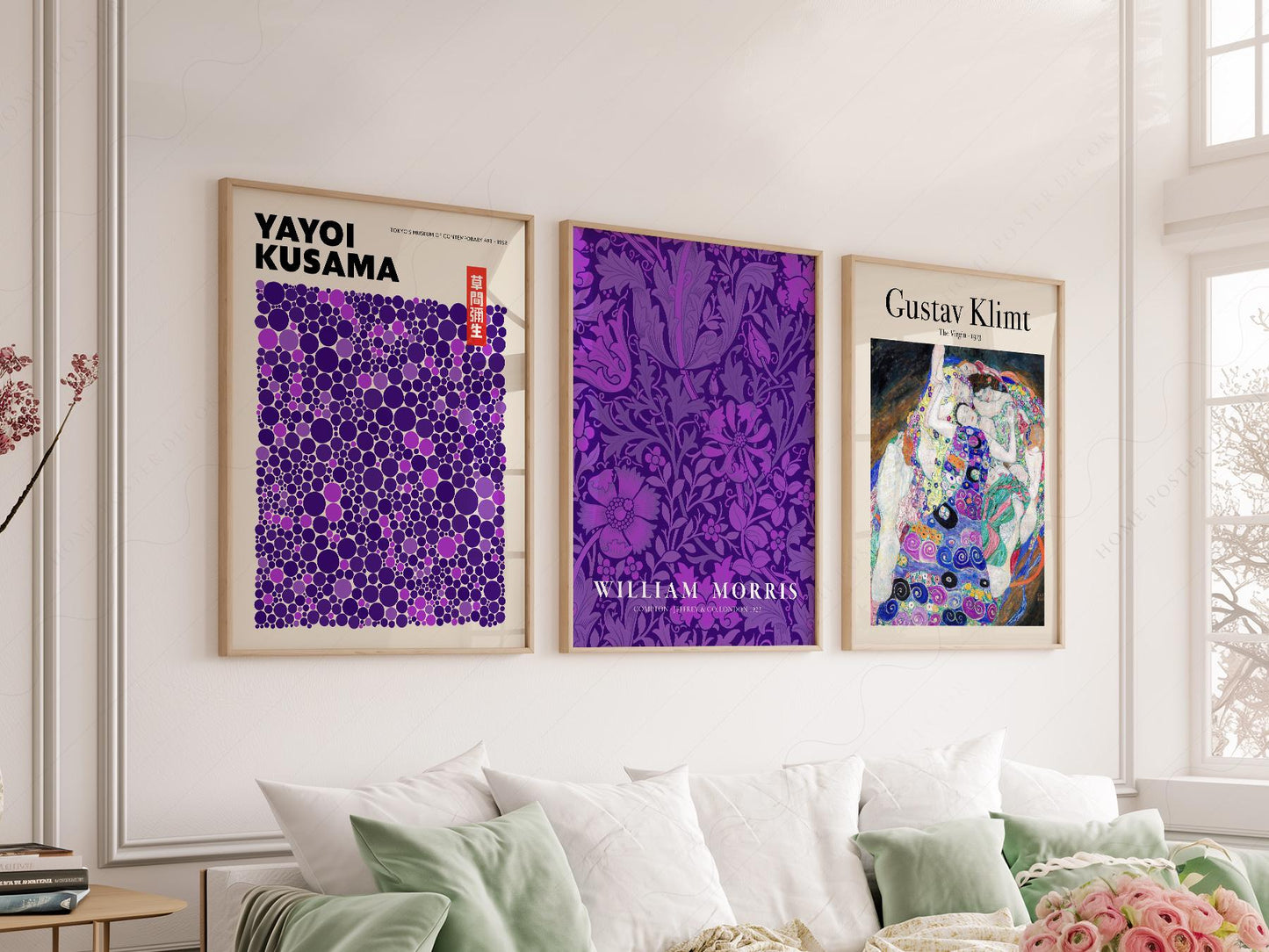 Purple Gallery Wall Set of 3 Prints – Kusama Morris – art poster for living room