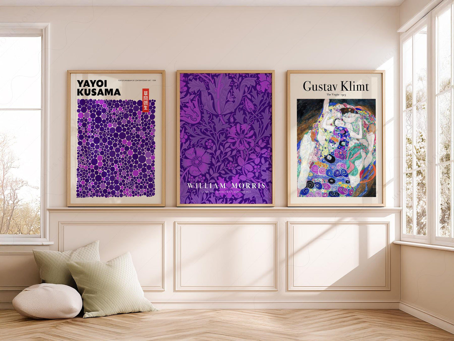 Purple Gallery Wall Set of 3 Prints – Kusama Morris – high quality art print