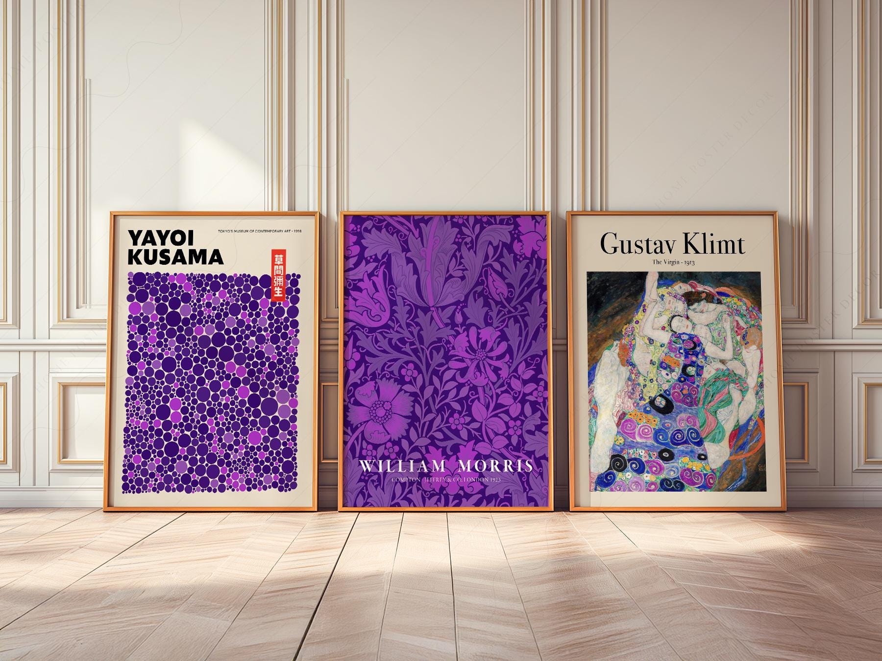 Purple Gallery Wall Set of 3 Prints – Kusama Morris – fine art print wall decor