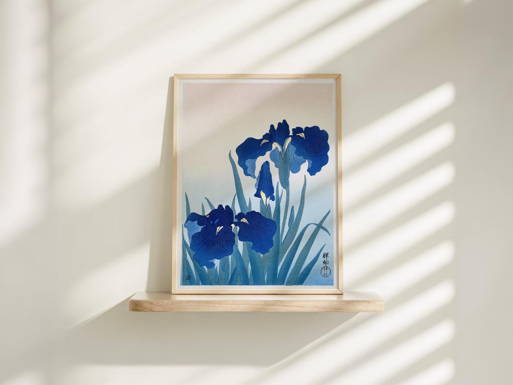 Ohara Koson Blue Iris Woodblock Print – Japanese – high quality art print