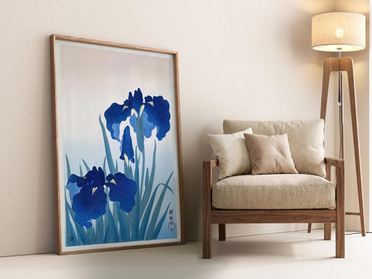 Ohara Koson Blue Iris Woodblock Print – Japanese – museum quality art print