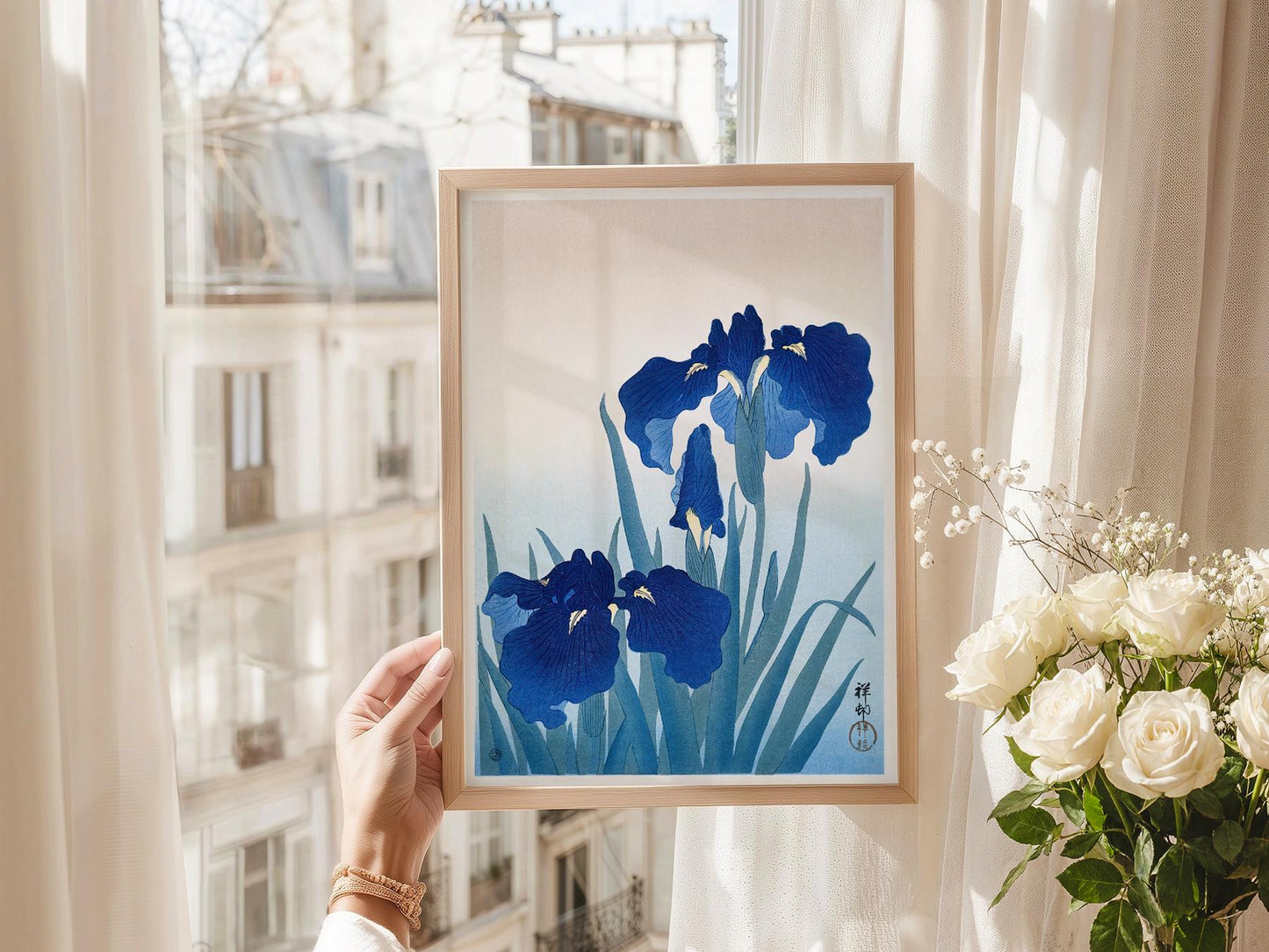 Ohara Koson Blue Iris Woodblock Print – Japanese – gallery wall art poster