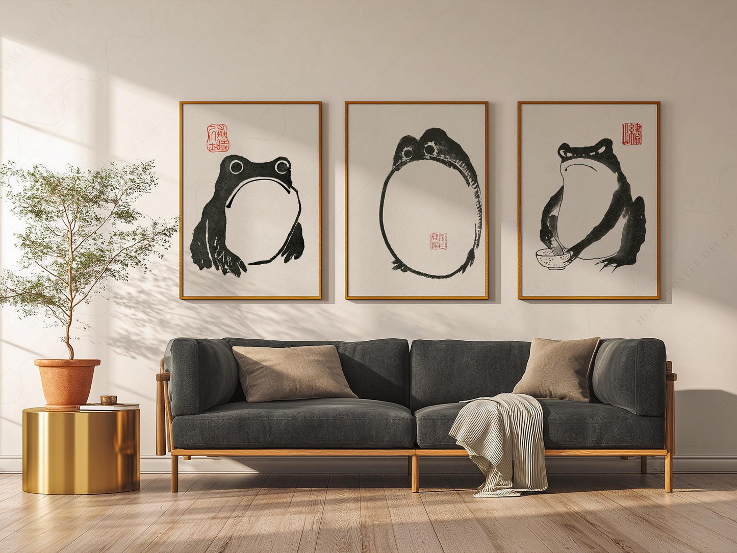 Matsumoto Hoji Frog Print Set – Japanese Ink Art Zen – art poster for living room