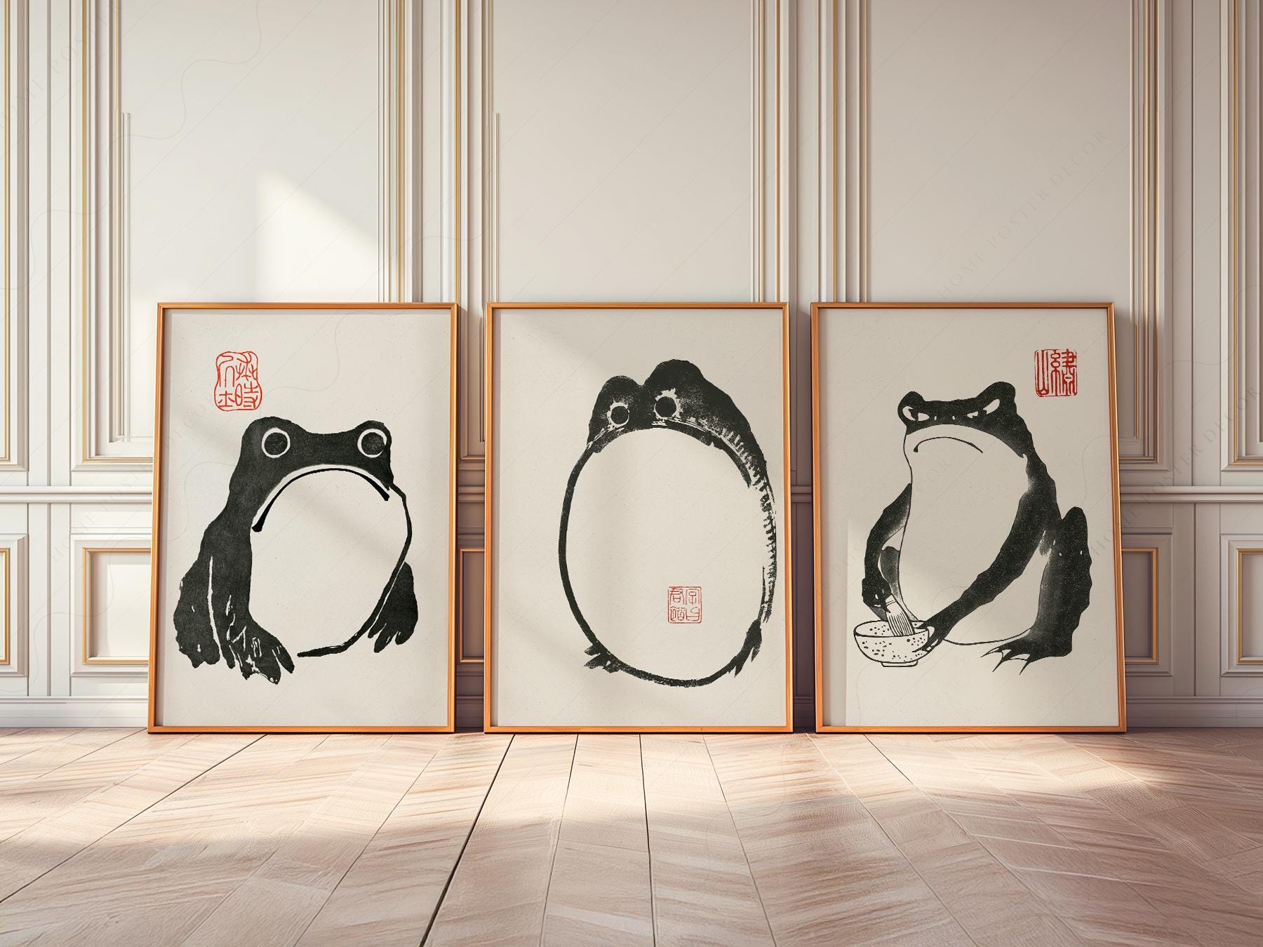 Matsumoto Hoji Frog Print Set – Japanese Ink Art Zen – high quality art print