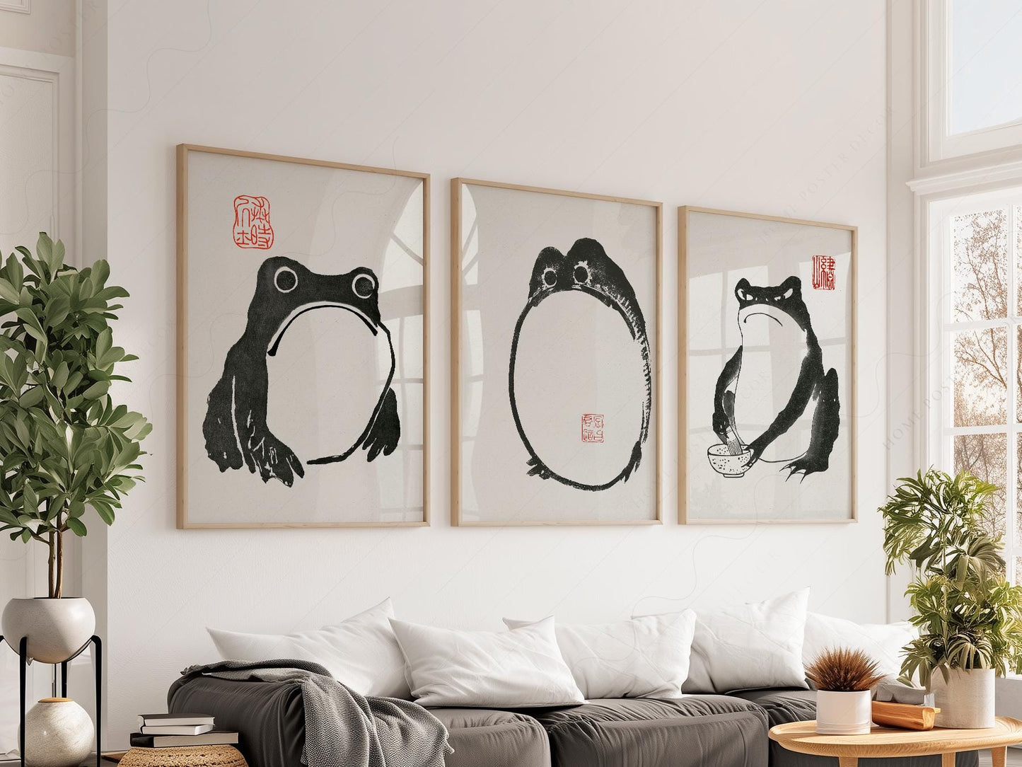 Matsumoto Hoji Frog Print Set – Japanese Ink Art Zen – fine art print wall decor