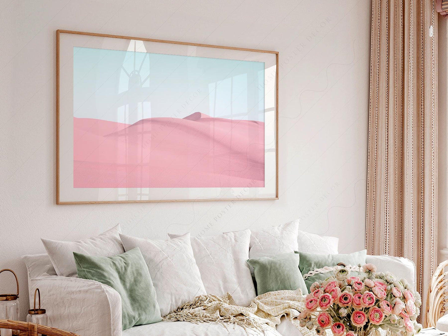 Pink Sand Dunes Print – Minimalist Desert Landscape – fine art wall poster