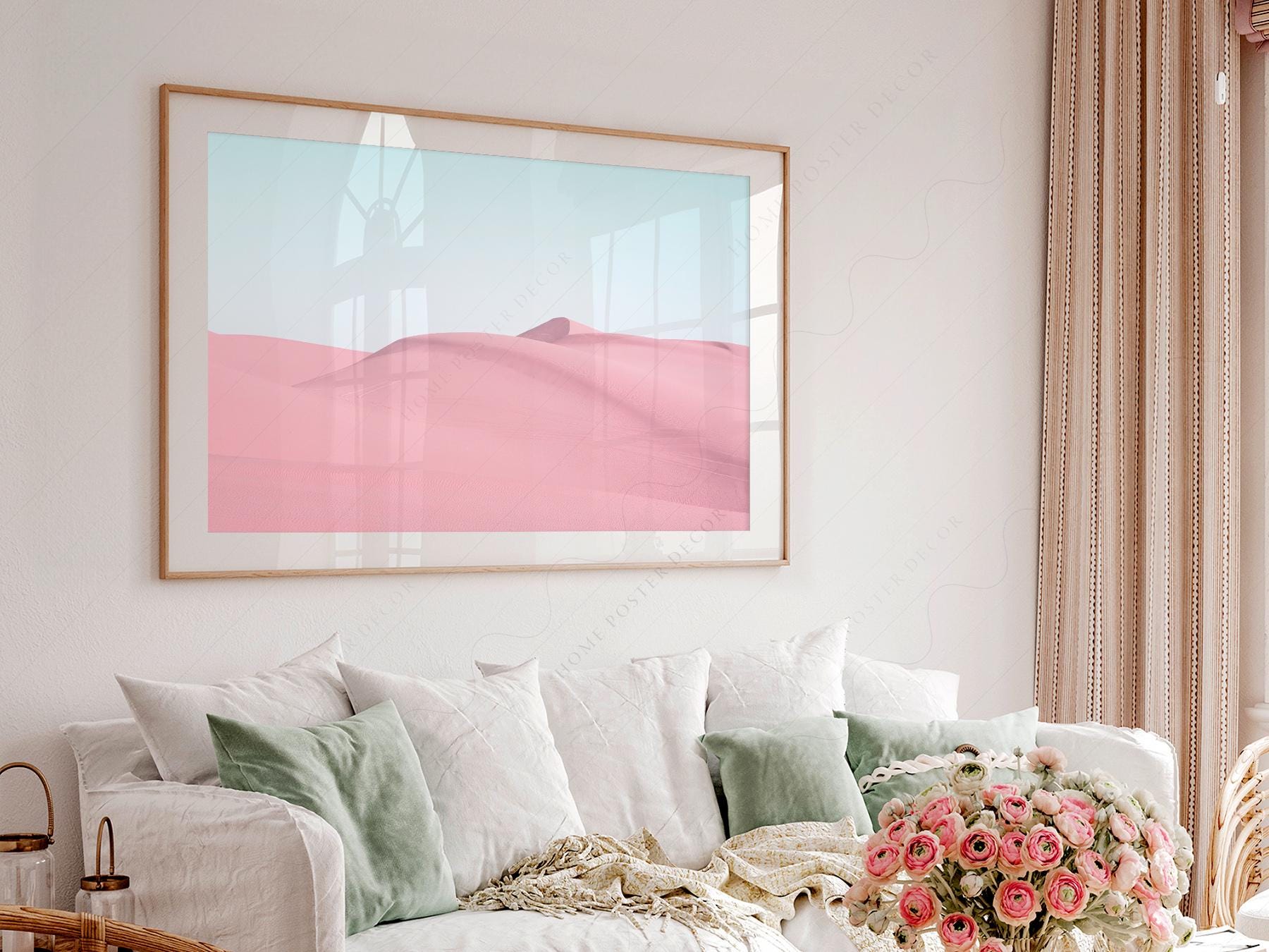 Pink Sand Dunes Print – Minimalist Desert Landscape – fine art wall poster
