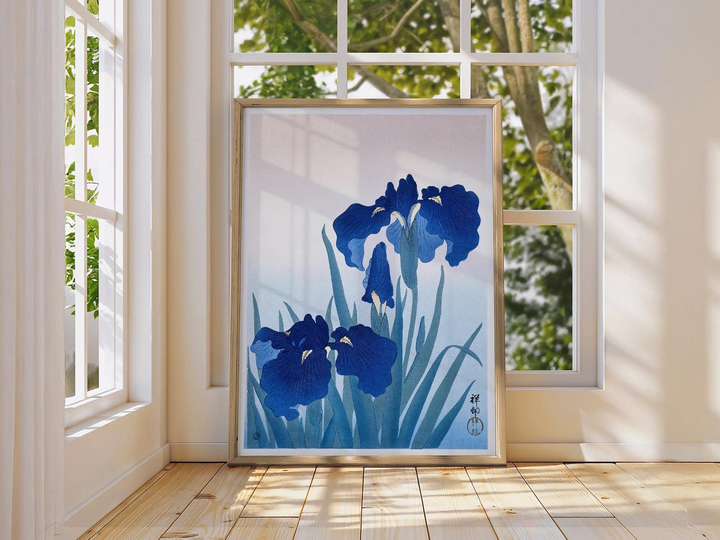Ohara Koson Blue Iris Woodblock Print – Japanese – exhibition poster wall art