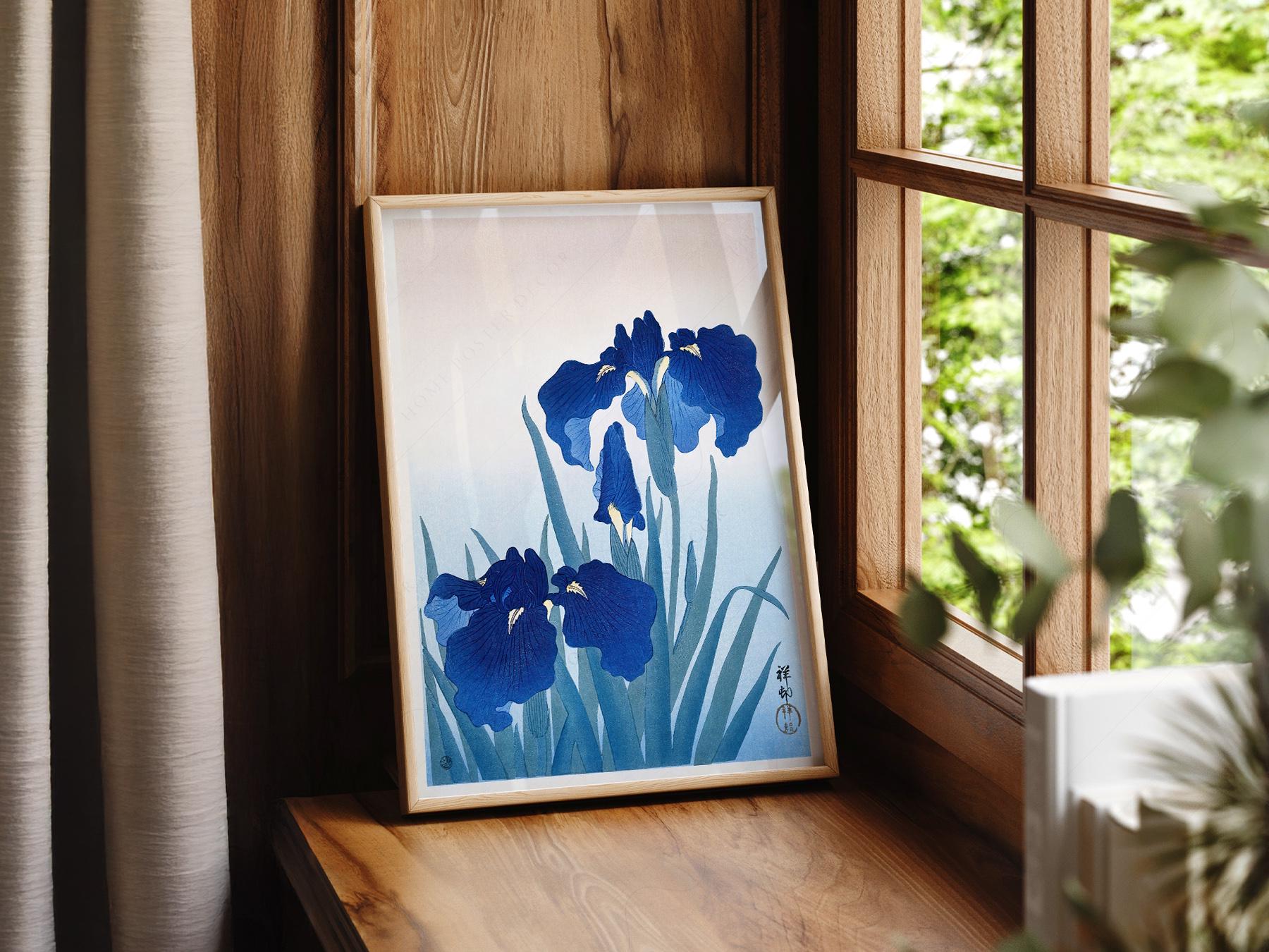 Ohara Koson Blue Iris Woodblock Print – Japanese – fine art wall poster