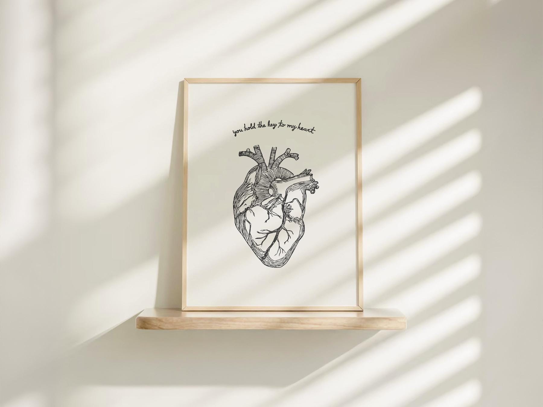 Anatomical Heart Print – You Hold the Key to My Heart – gallery wall art poster