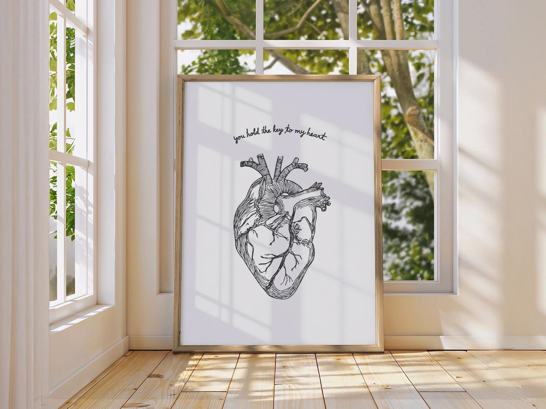 Anatomical Heart Print – You Hold the Key to My Heart – classic art print reproduction