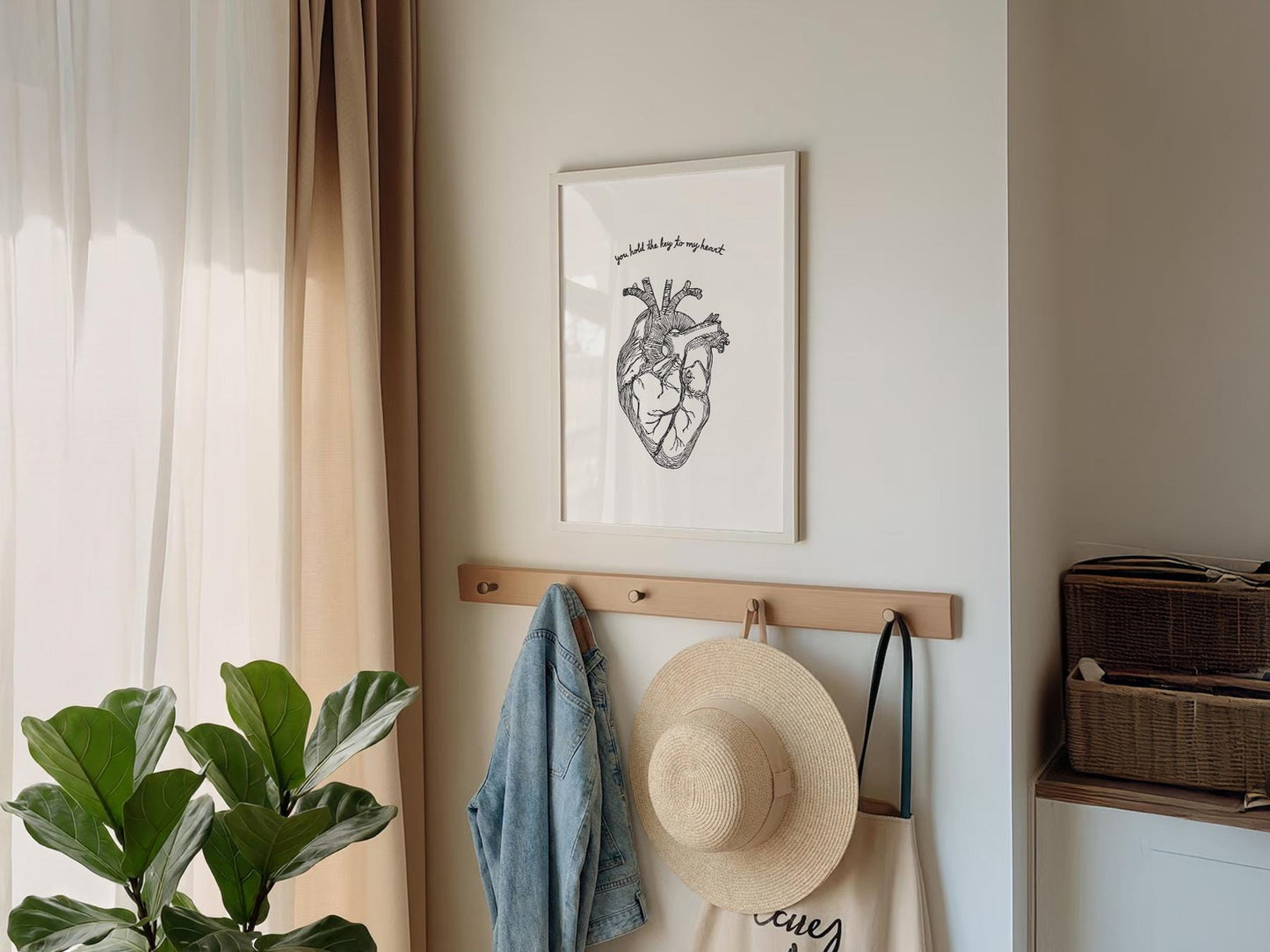 Anatomical Heart Print – You Hold the Key to My Heart – fine art wall poster