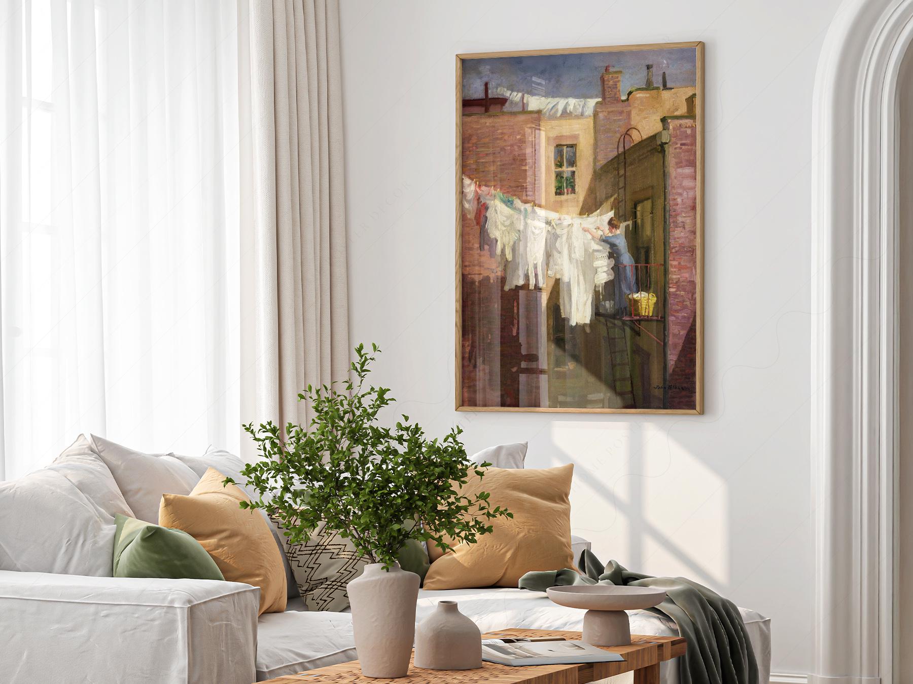 John Sloan A Woman's Work Art Print – Vintage New York – exhibition poster wall art