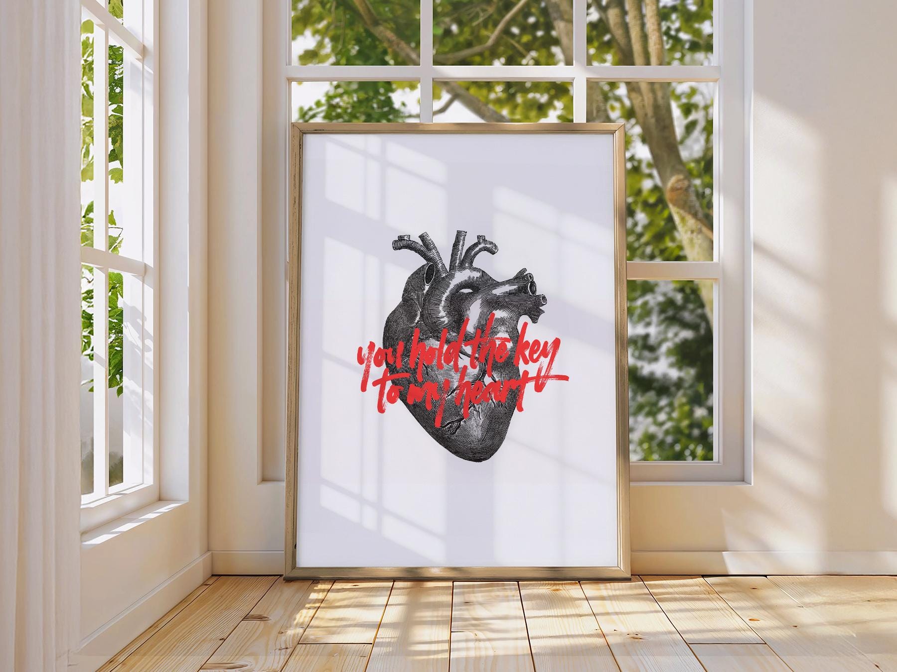 Anatomical Heart Print You Hold the Key to My Heart – museum quality art print