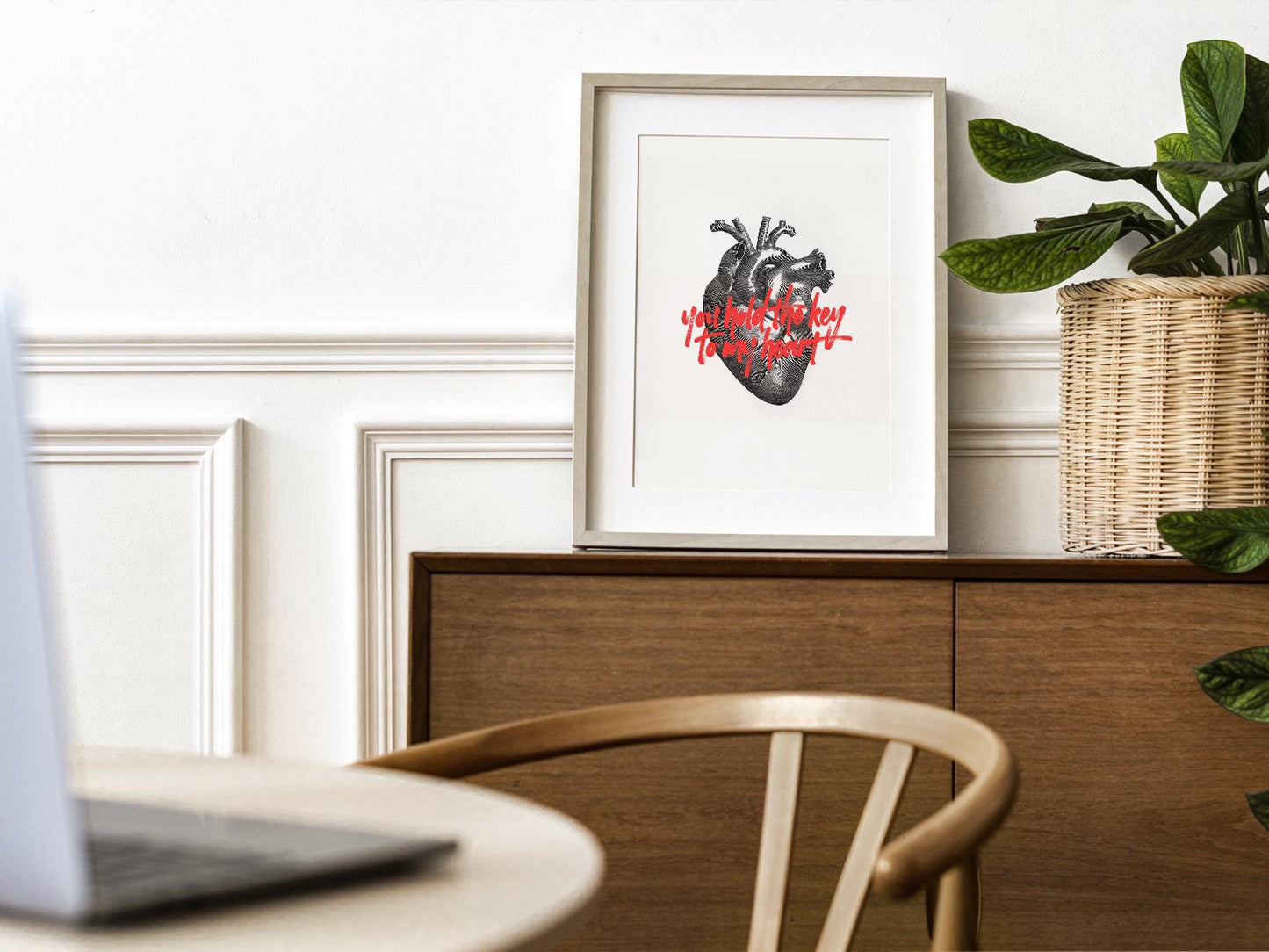 Anatomical Heart Print You Hold the Key to My Heart – gallery wall art poster
