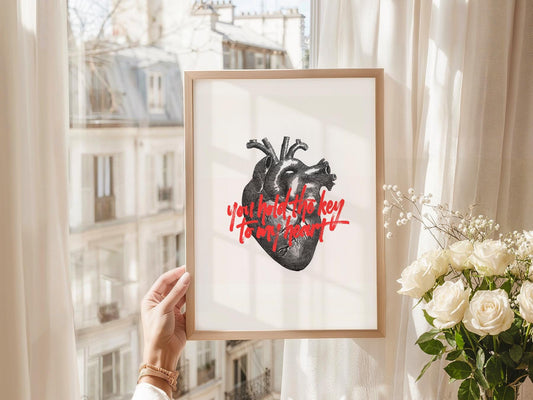 Anatomical Heart Print You Hold the Key to My Heart – fine art print wall decor