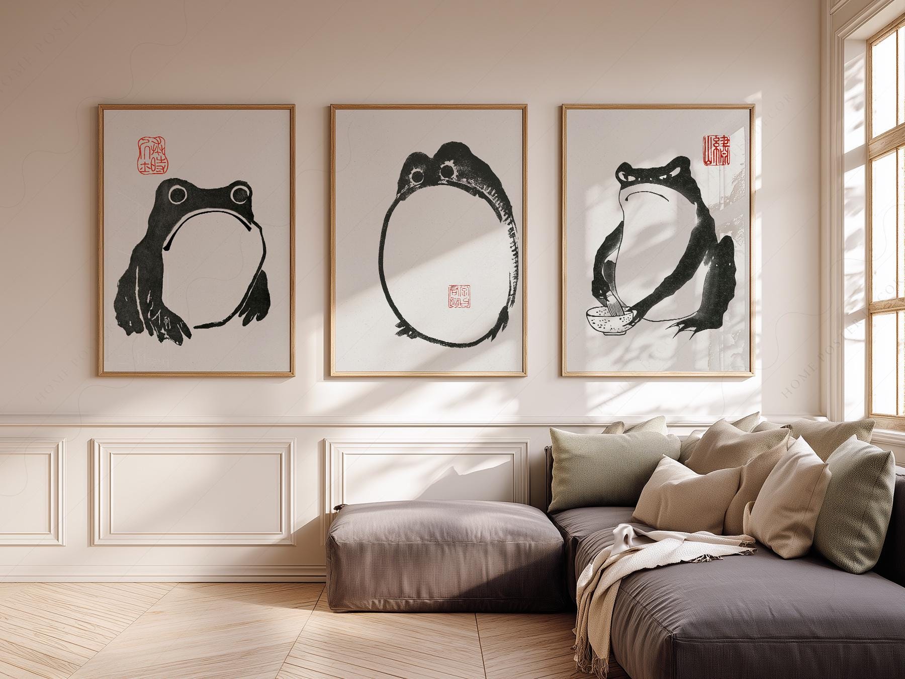Matsumoto Hoji Frog Print Set – Japanese Ink Art Zen – archival paper art print