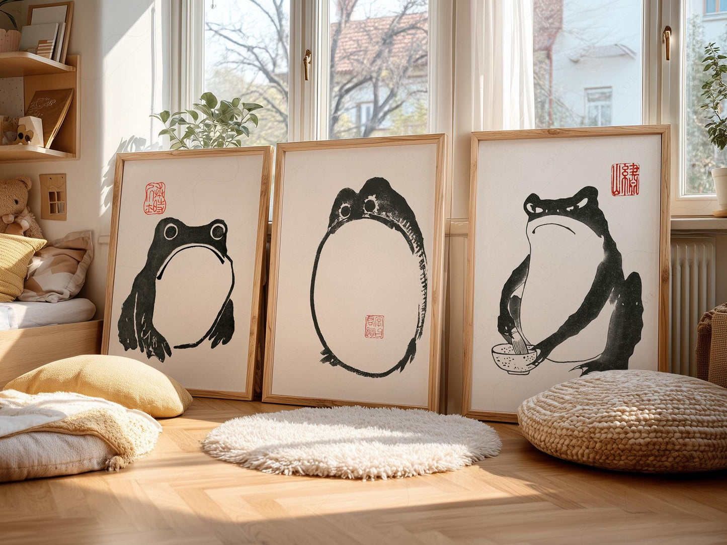 Matsumoto Hoji Frog Print Set – Japanese Ink Art Zen – exhibition poster wall art