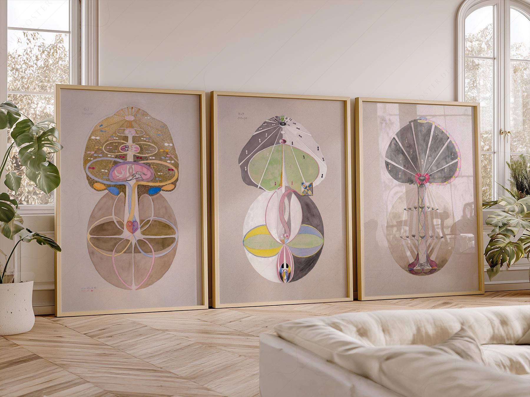 Hilma af Klint The Ten Largest Set of 3 Prints – fine art print wall decor