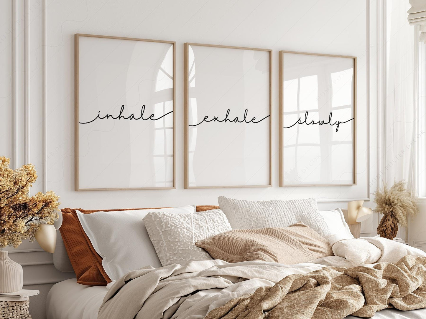 Inhale Exhale Slowly Print Set of 3 – Minimalist Zen – gallery wall art poster