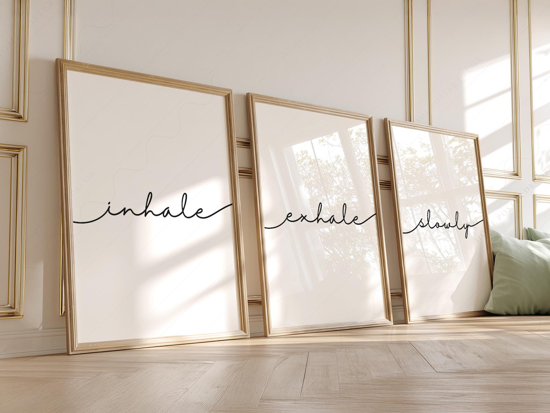 Inhale Exhale Slowly Print Set of 3 – Minimalist Zen – classic art print reproduction