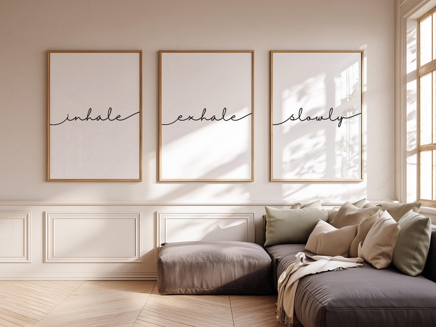 Inhale Exhale Slowly Print Set of 3 – Minimalist Zen – archival paper art print