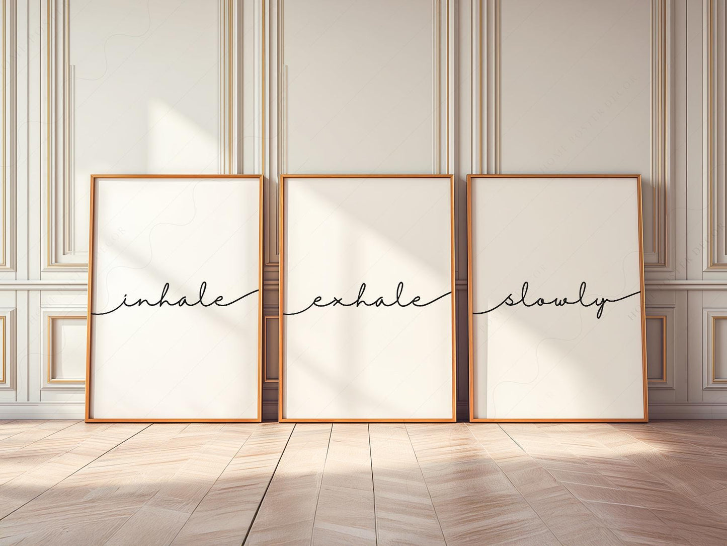 Inhale Exhale Slowly Print Set of 3 – Minimalist Zen – fine art wall poster