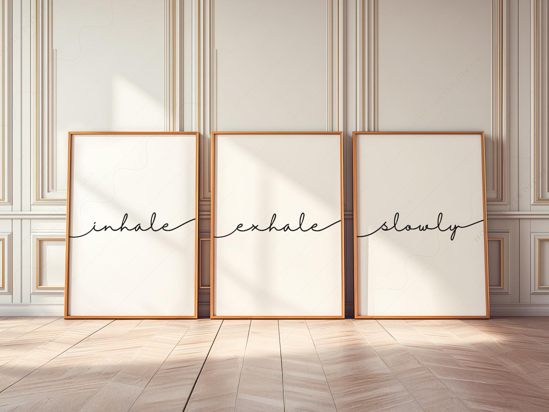 Inhale Exhale Slowly Print Set of 3 – Minimalist Zen – fine art wall poster