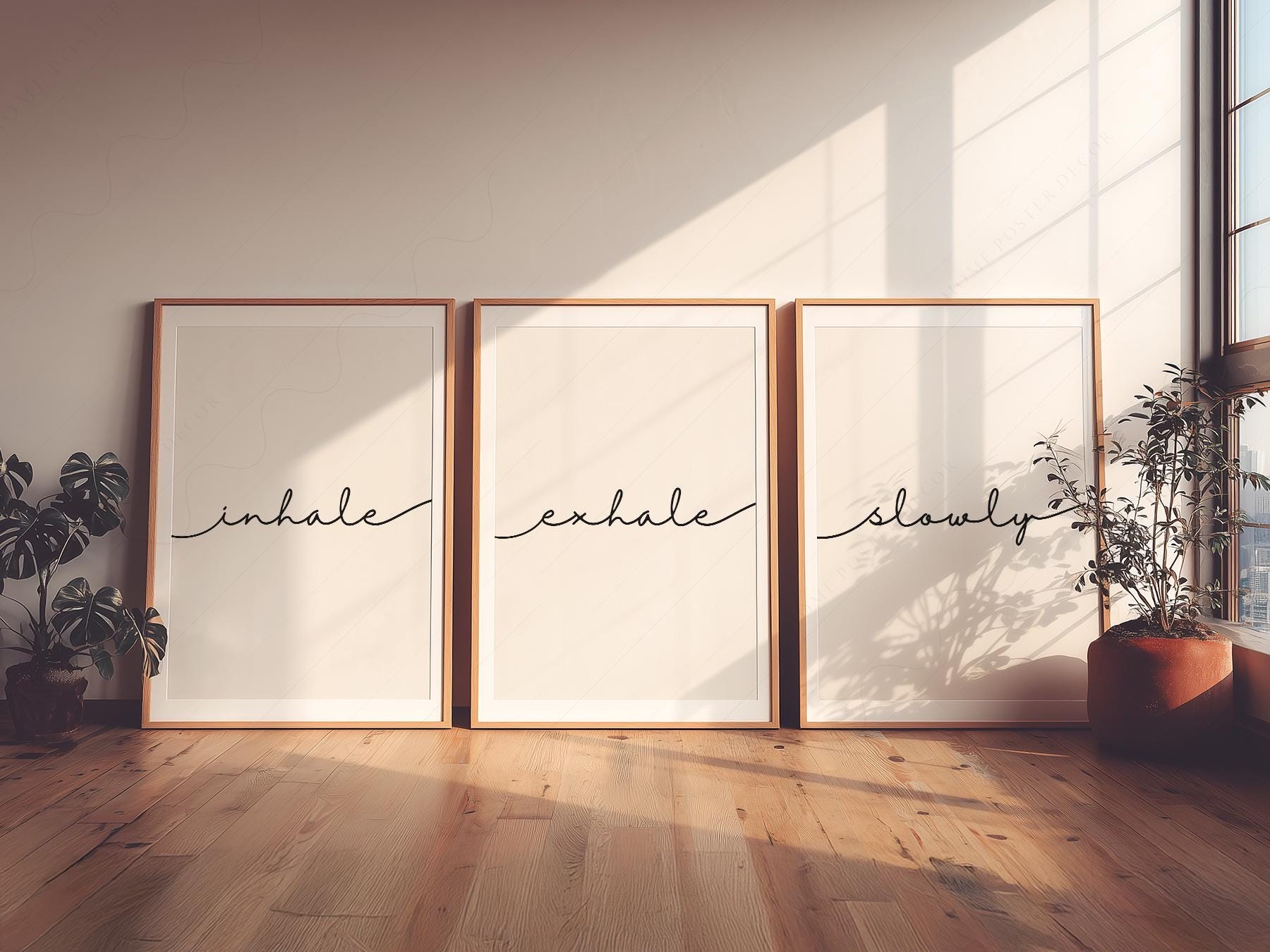 Inhale Exhale Slowly Print Set of 3 – Minimalist Zen – high quality art print
