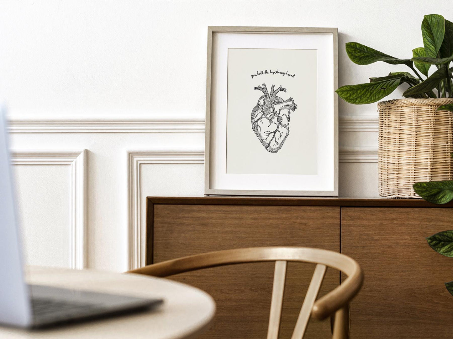 Anatomical Heart Print – You Hold the Key to My Heart – archival paper art print