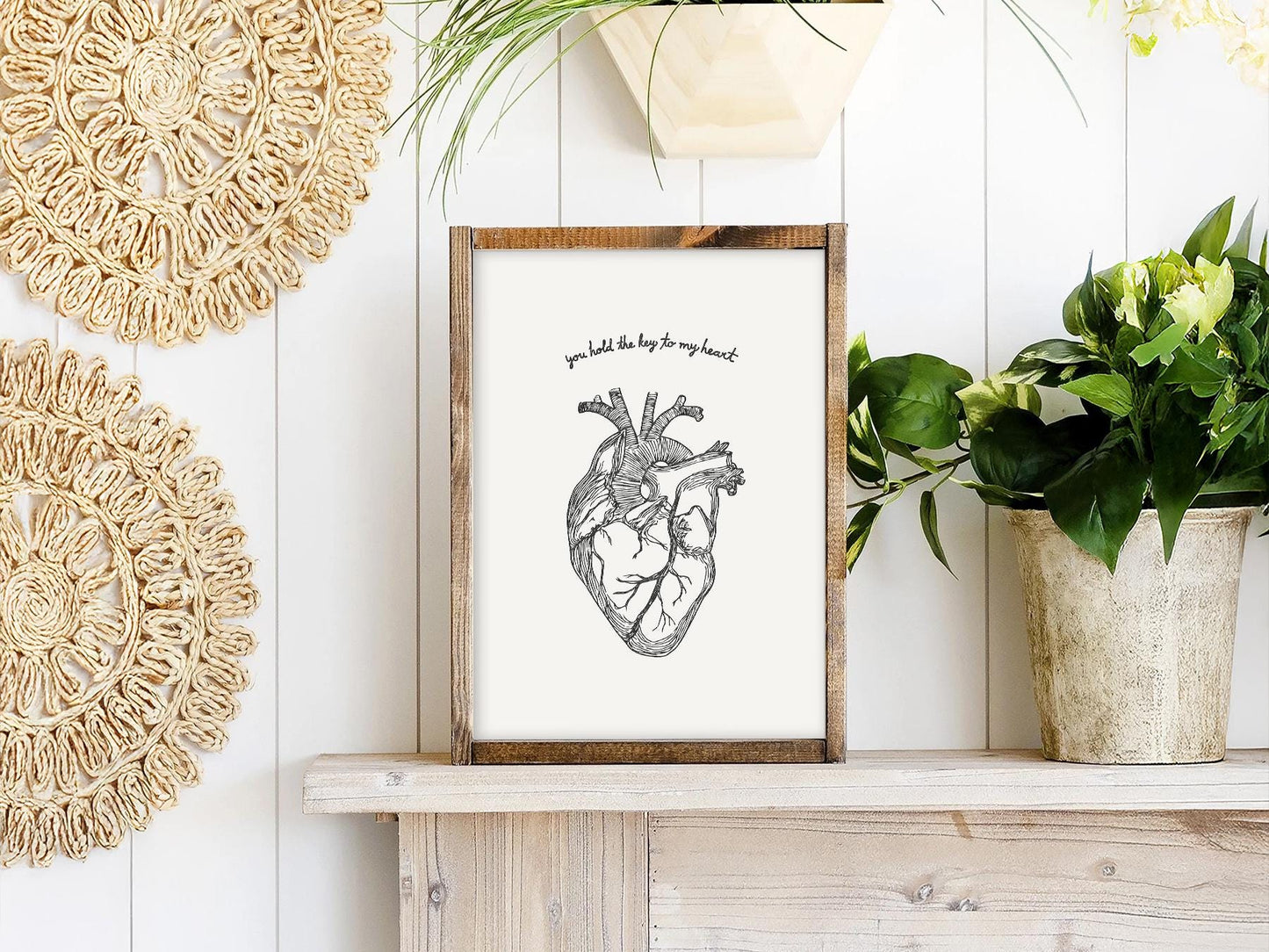 Anatomical Heart Print – You Hold the Key to My Heart – art poster for living room