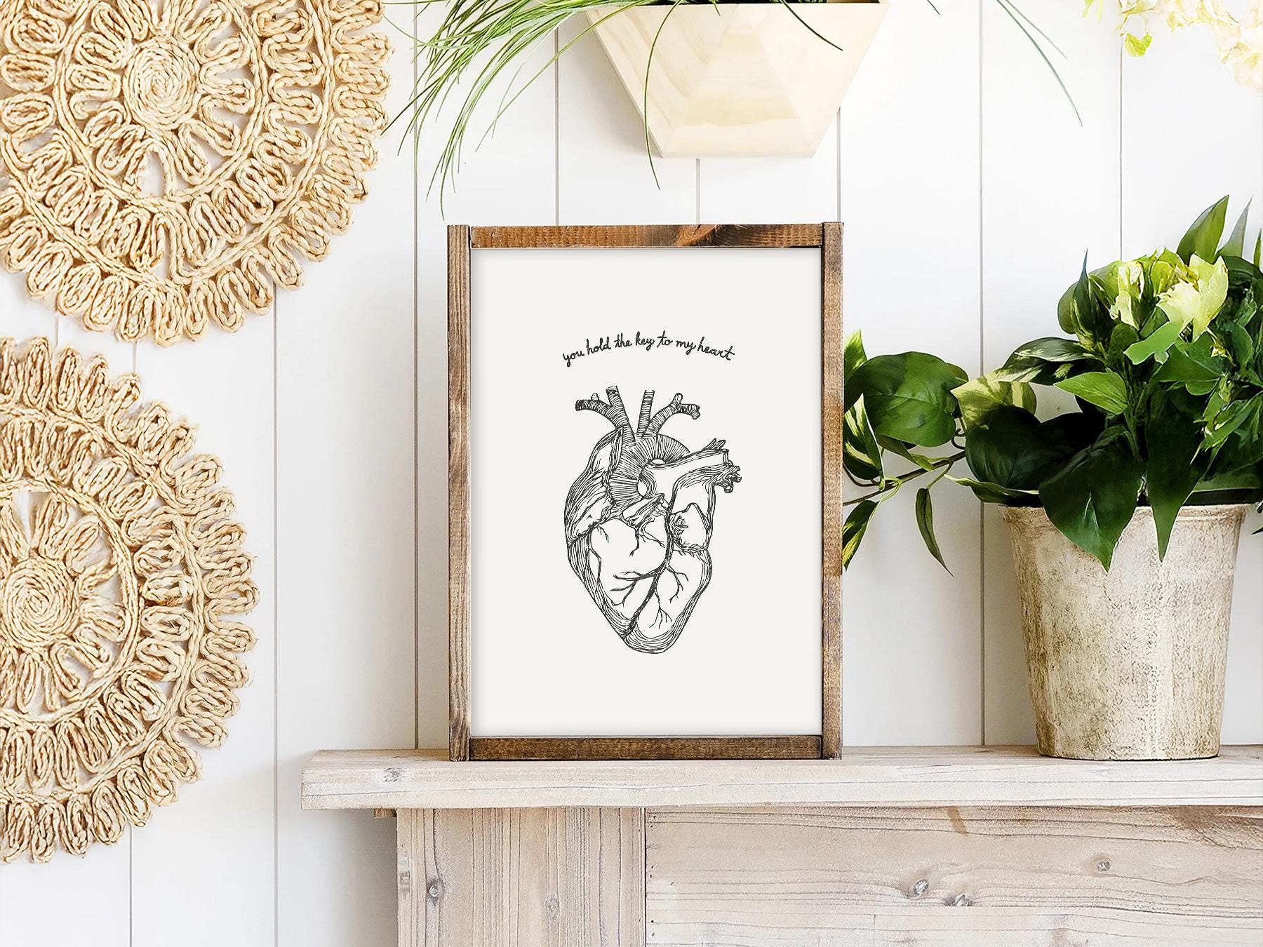 Anatomical Heart Print – You Hold the Key to My Heart – art poster for living room