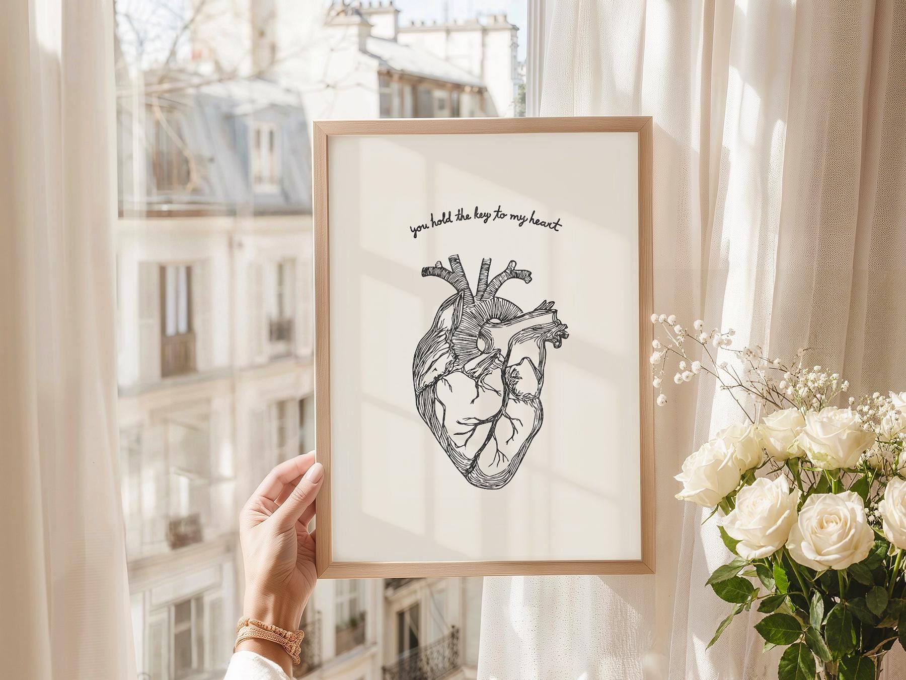 Anatomical Heart Print – You Hold the Key to My Heart – fine art print wall decor