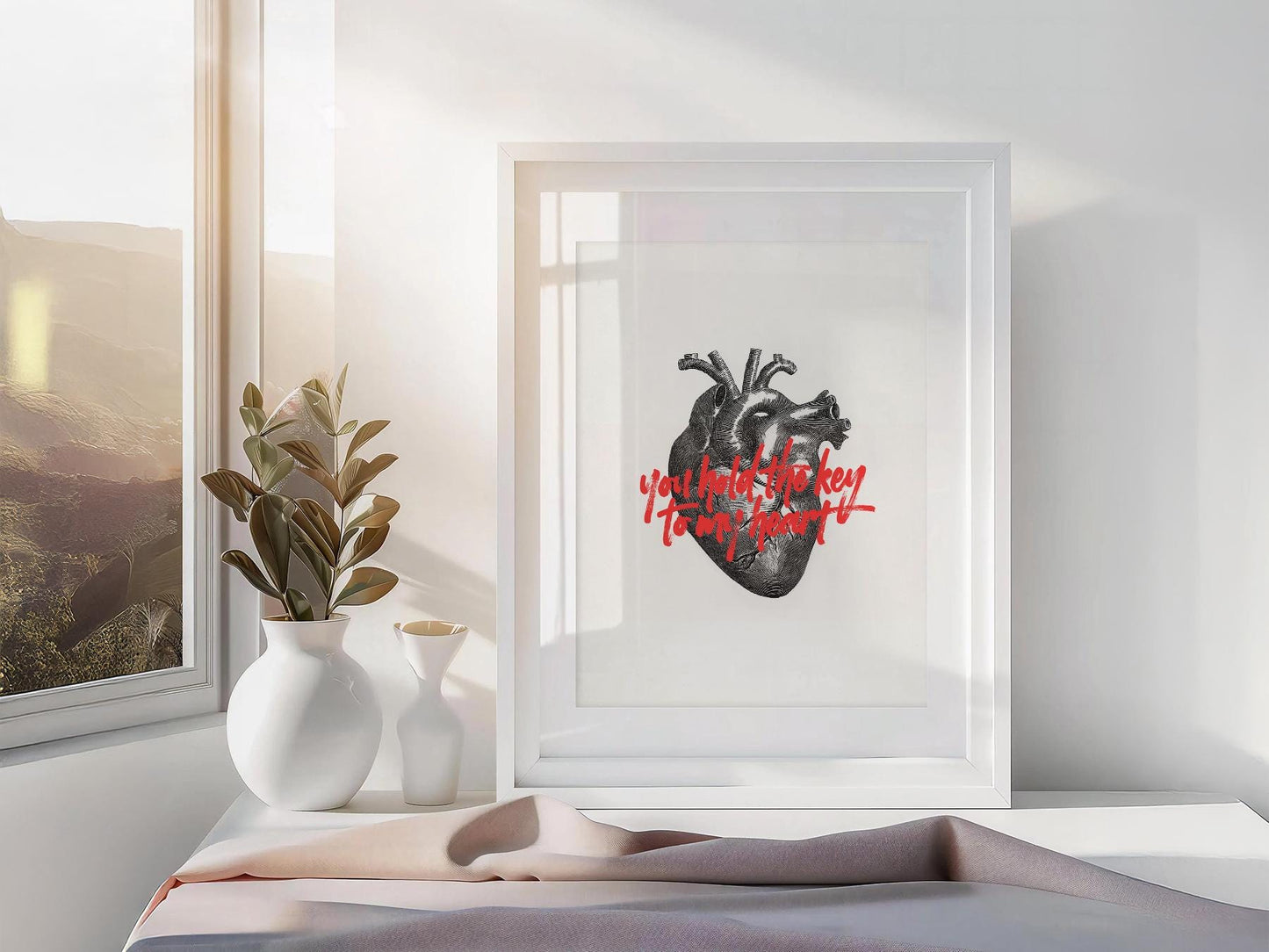 Anatomical Heart Print You Hold the Key to My Heart – art poster for living room