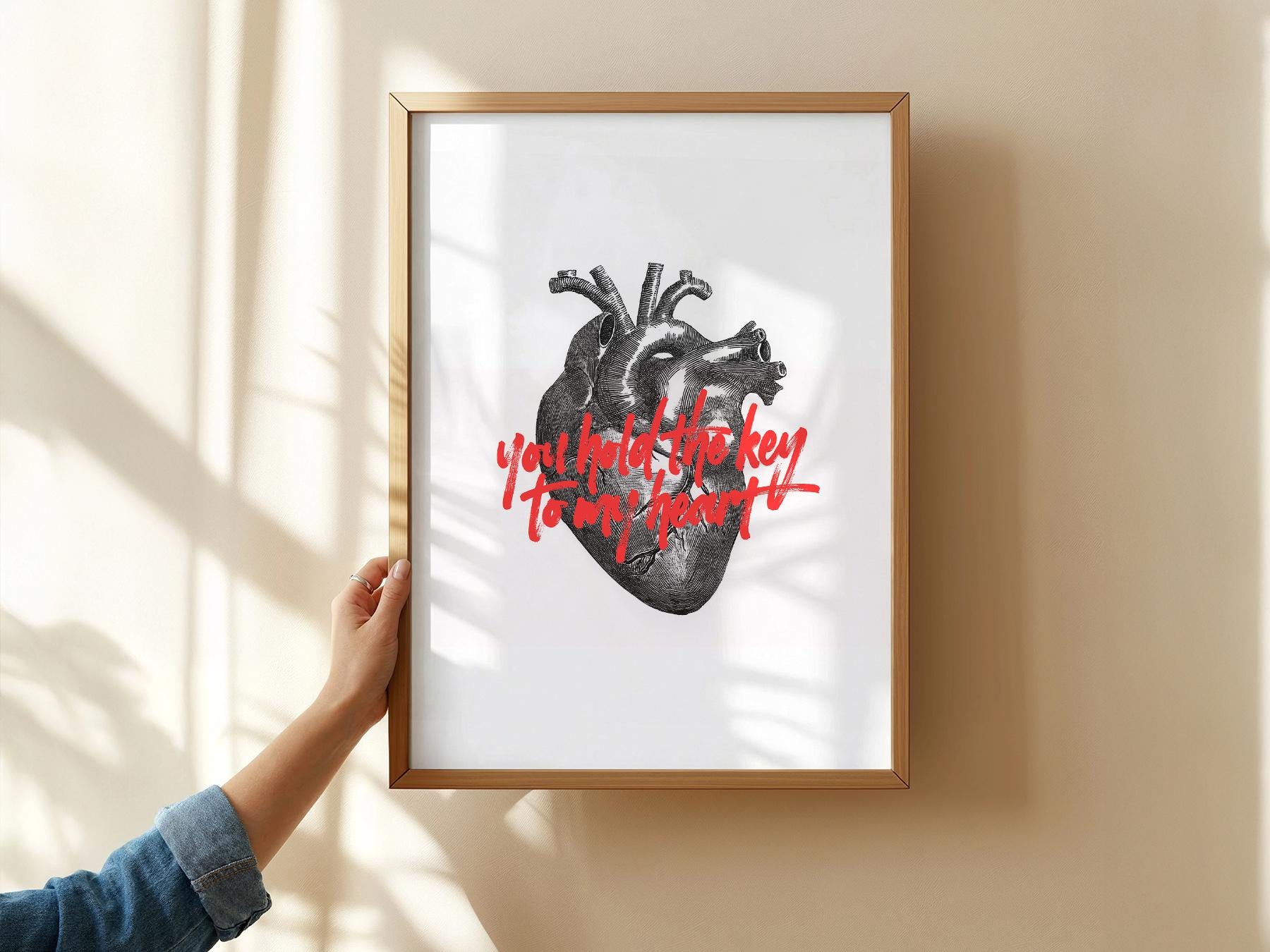 Anatomical Heart Print You Hold the Key to My Heart – fine art wall poster