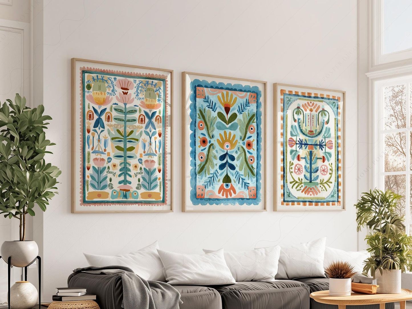 Boho Floral Tapestry Art Print Set of 3 – Maximalist – classic art print reproduction
