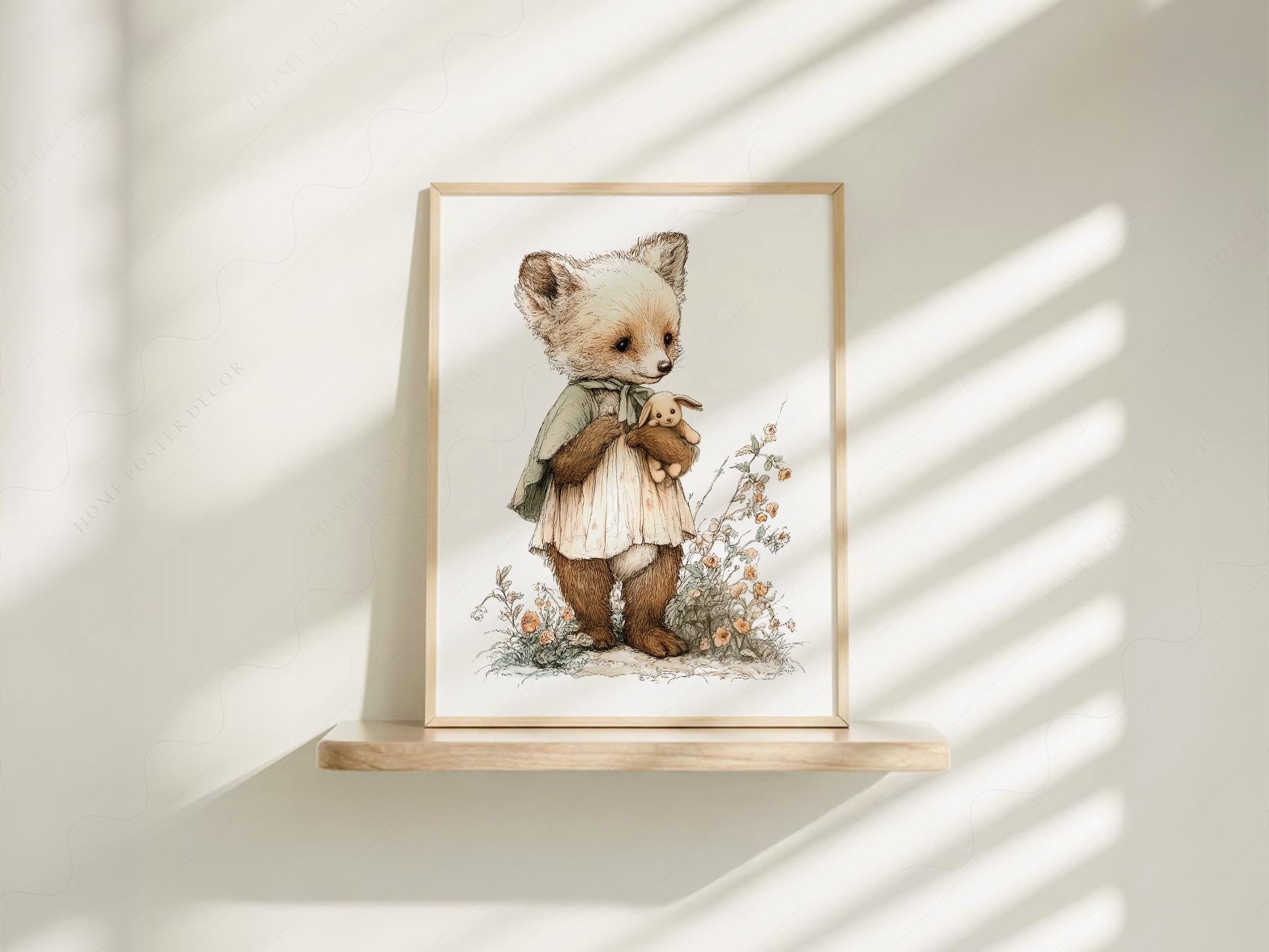 Storybook Fox Art Print – Vintage Woodland Nursery – children's illustration print