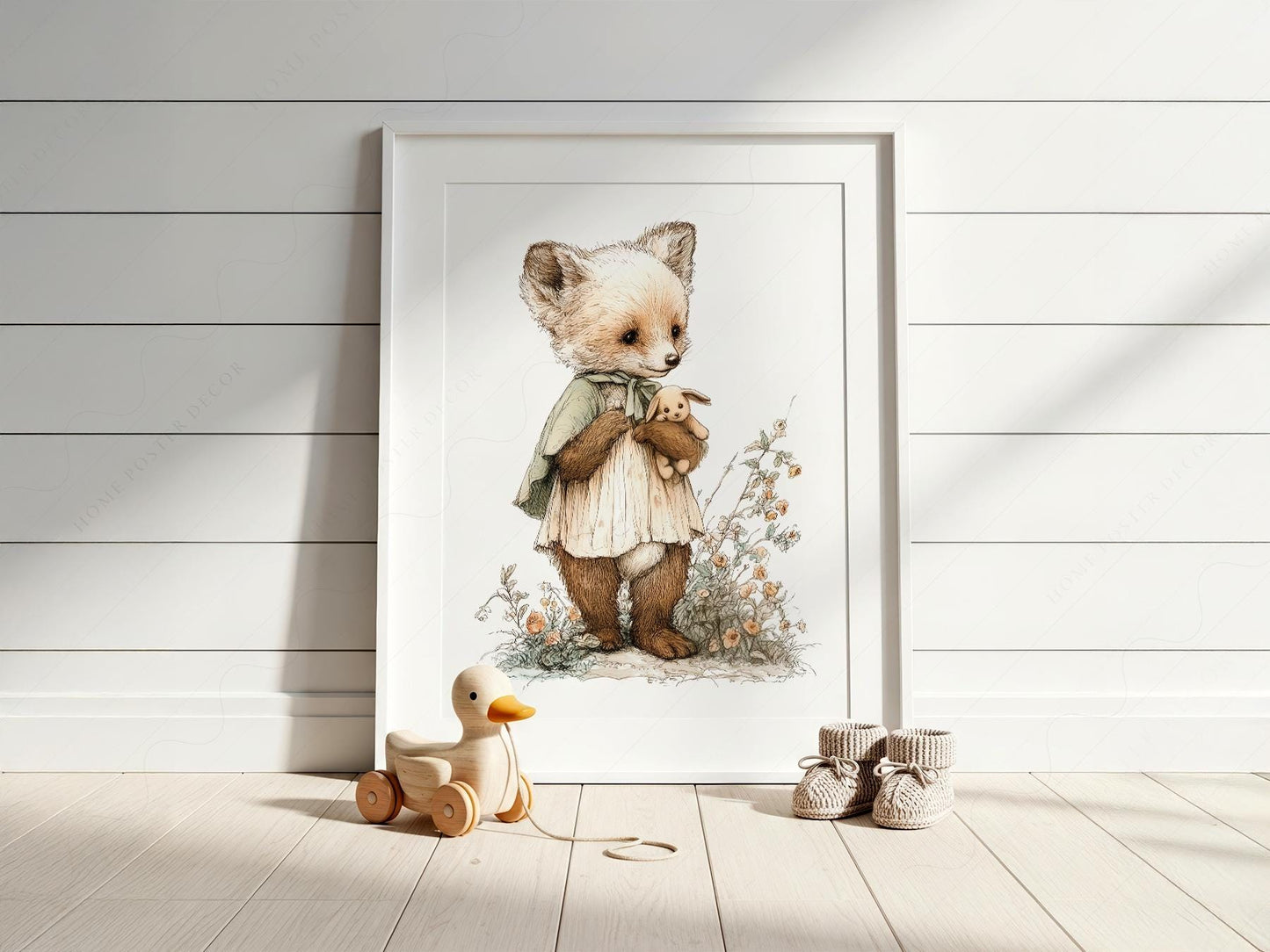 Storybook Fox Art Print – Vintage Woodland Nursery – whimsical kids room decor