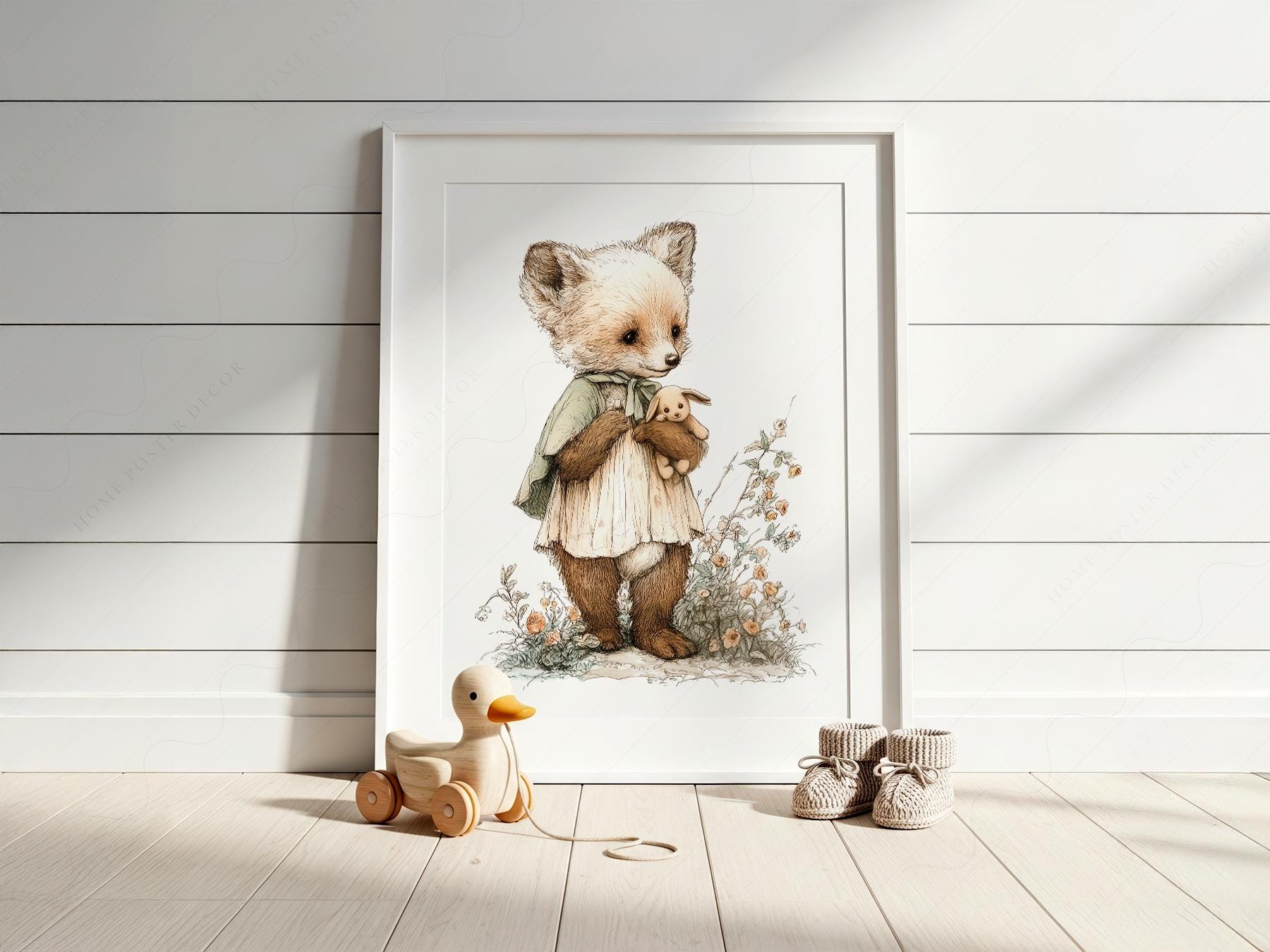 Storybook Fox Art Print – Vintage Woodland Nursery – whimsical kids room decor