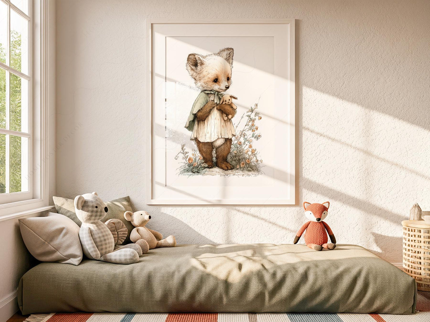 Storybook Fox Art Print – Vintage Woodland Nursery – sweet nursery wall decor