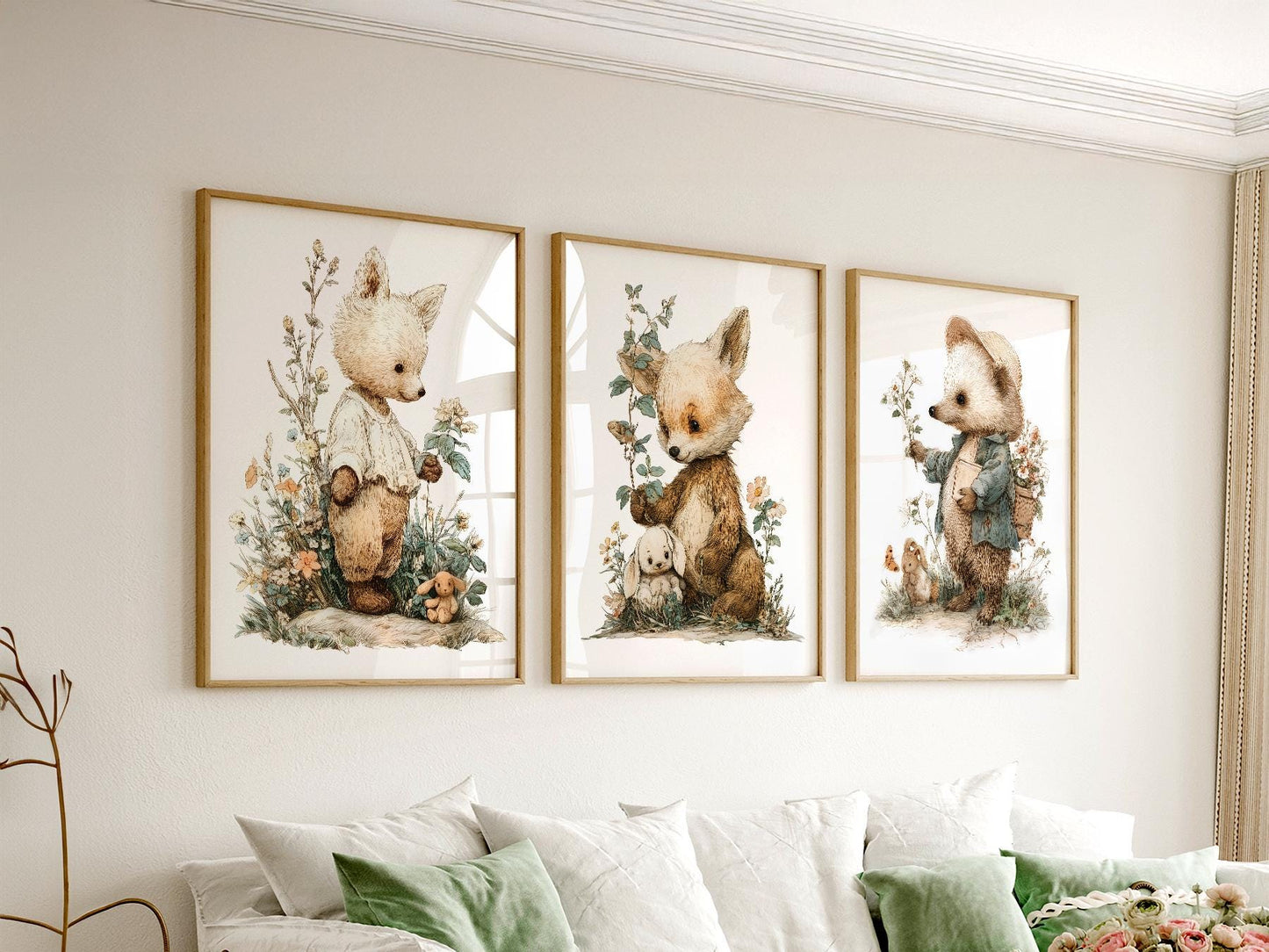Woodland Nursery Art Set – Whimsical Forest Animals – nursery wall art for baby room