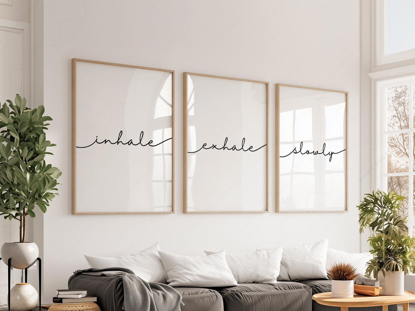 Inhale Exhale Slowly Print Set of 3 – Minimalist Zen – exhibition poster wall art
