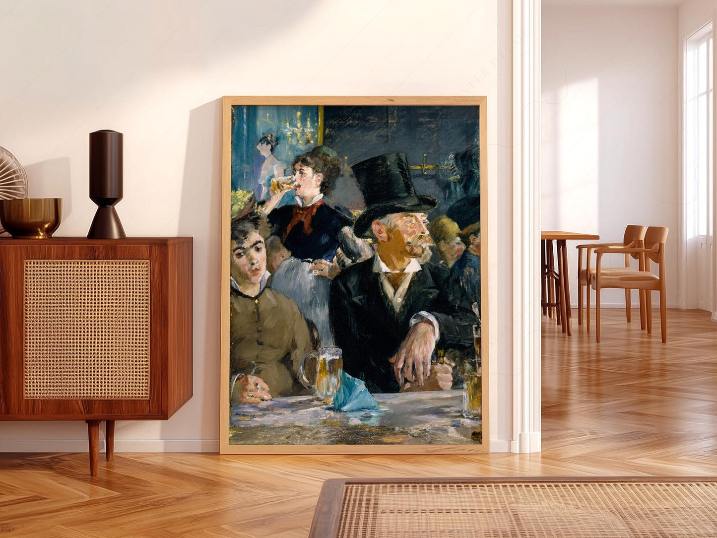 Edouard Manet At the Café Impressionist art print depicting a lively Paris bar scene as wall art.