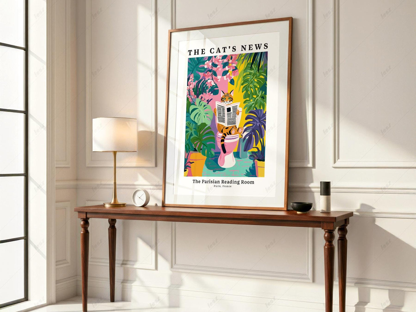 The Cat's News Parisian Reading Room Print – Funny – high quality art print